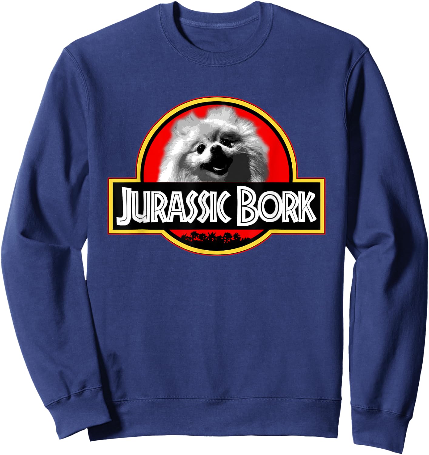 KBX Jurassic Bork Doggo Pomeranian Funny - Black, Adult, , Short Sleeve, Classic Fit, Small Sweatshirt - Sweatshirt | Navy