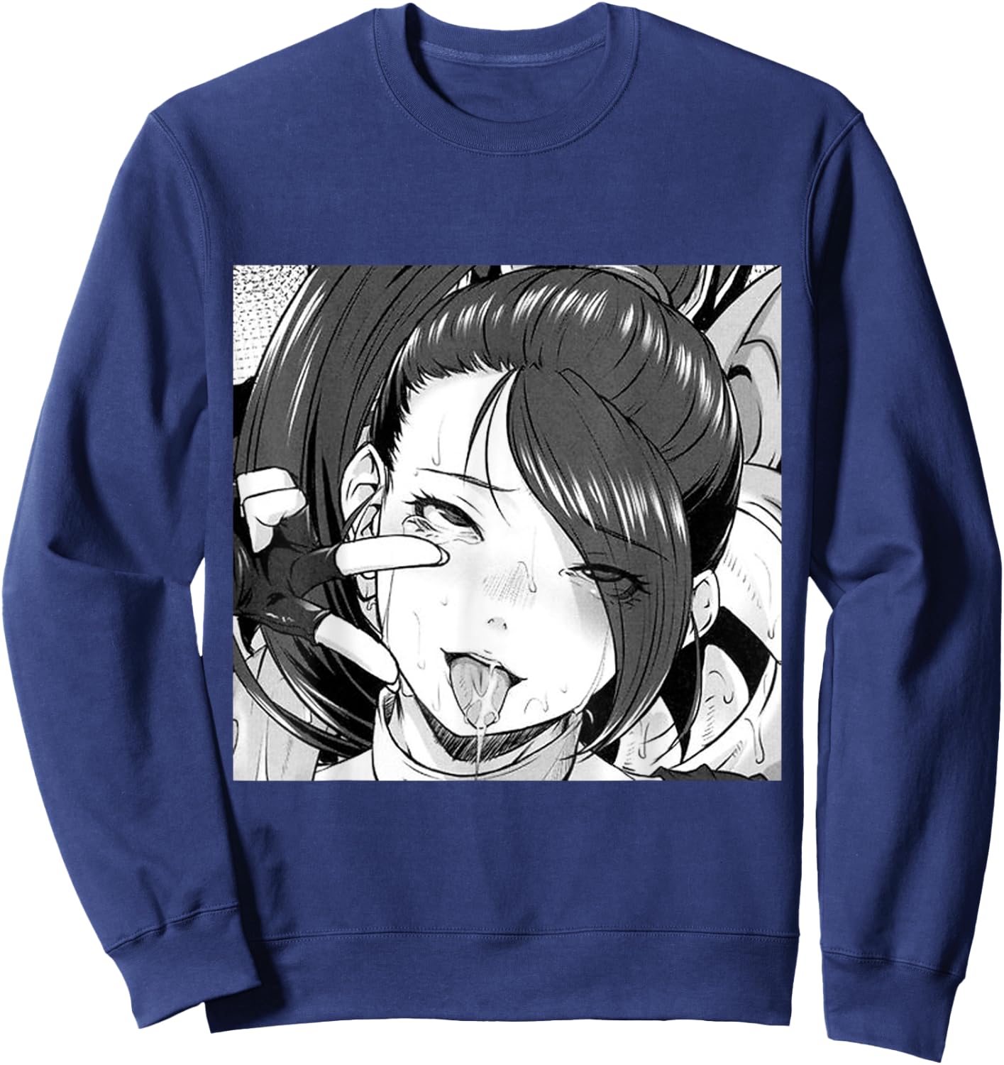Ecchi Otaku Hentai Waifu Ahegao Girl Manga Anime Sweatshirt - Sweatshirt | Navy
