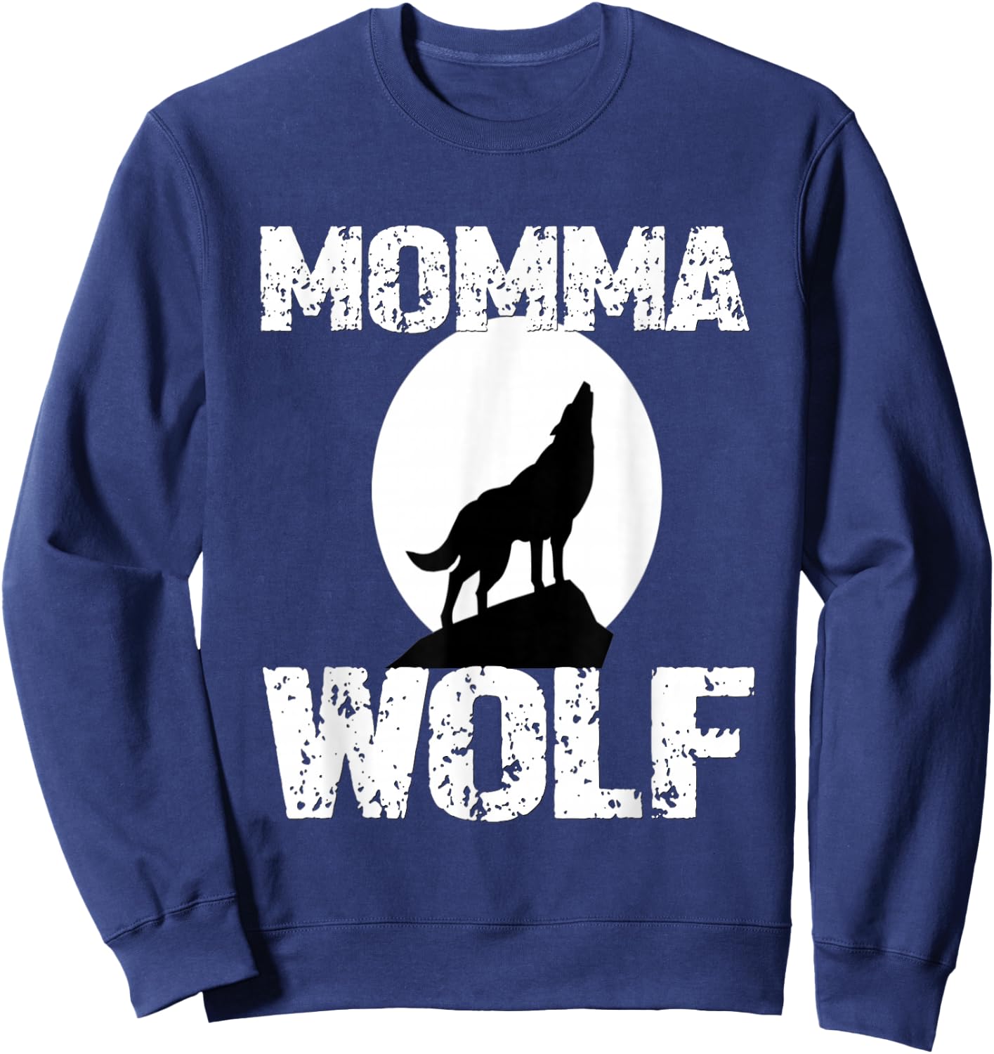 Momma Wolf Shirt Matching Family Tribe Wolves Moon Mom Mum Sweatshirt - Sweatshirt | Navy