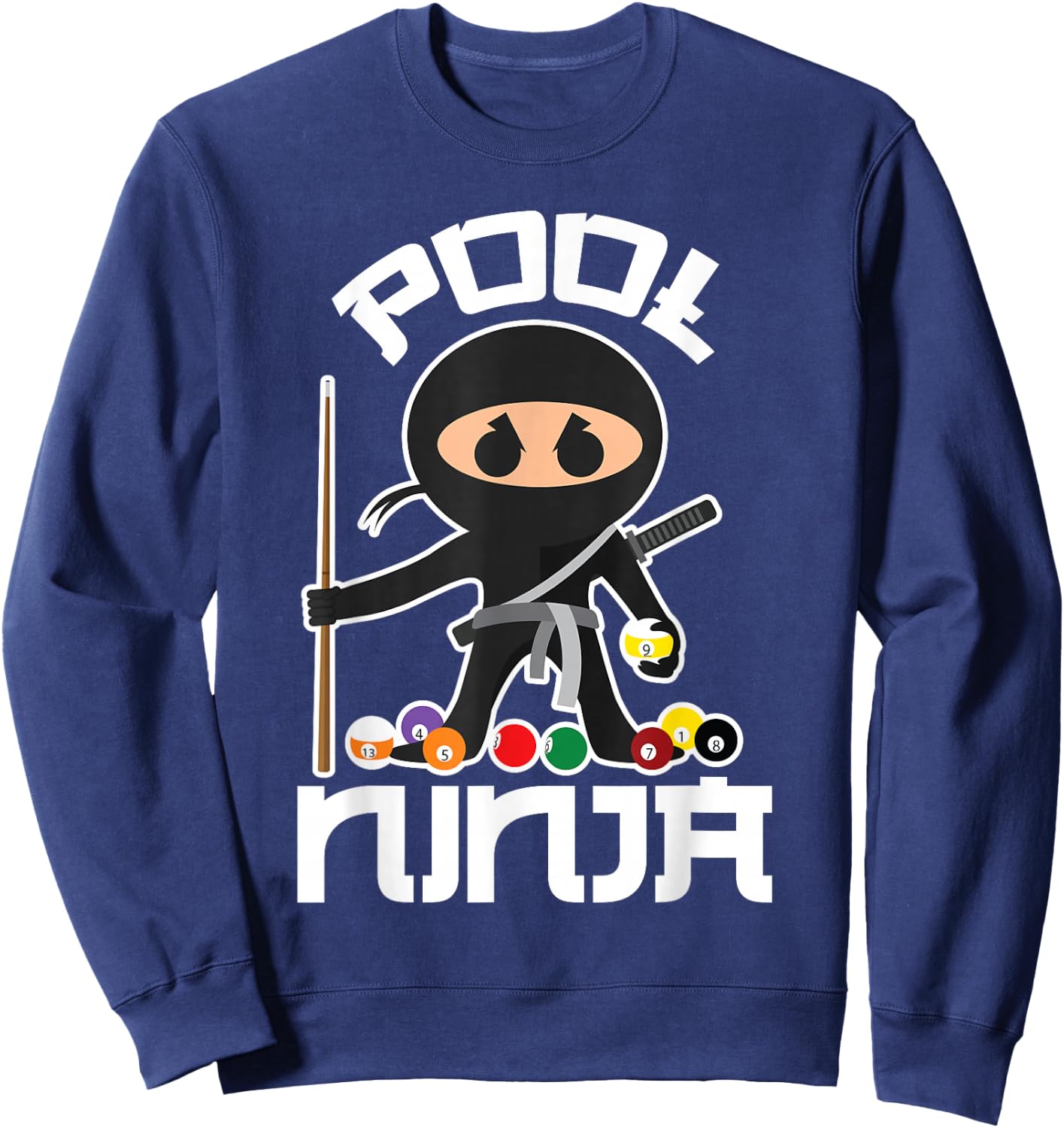 Pool Ninja Shirt | Cute Pocket Billiards Lover Gift Sweatshirt - Sweatshirt | Navy