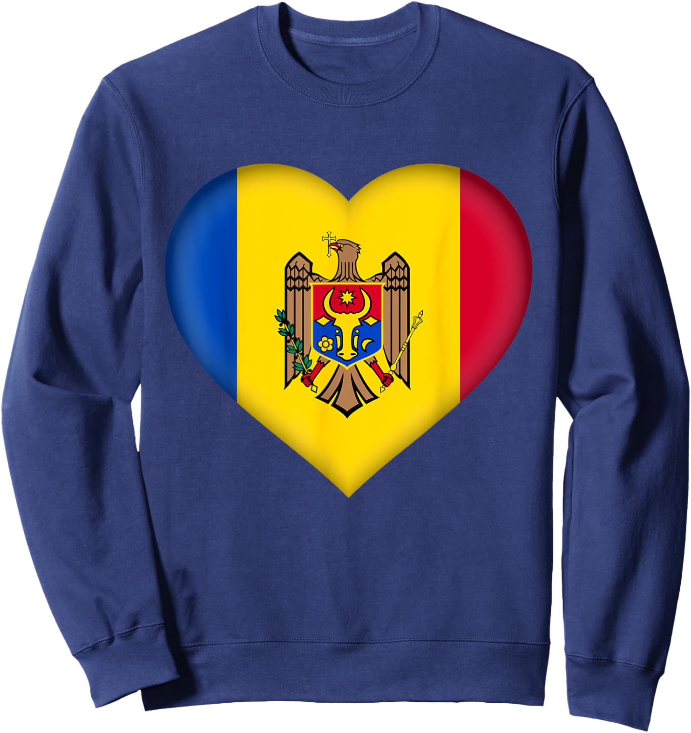 I Love Moldova | Moldovan Flag Heart Outfit Sweatshirt - Sweatshirt | Navy