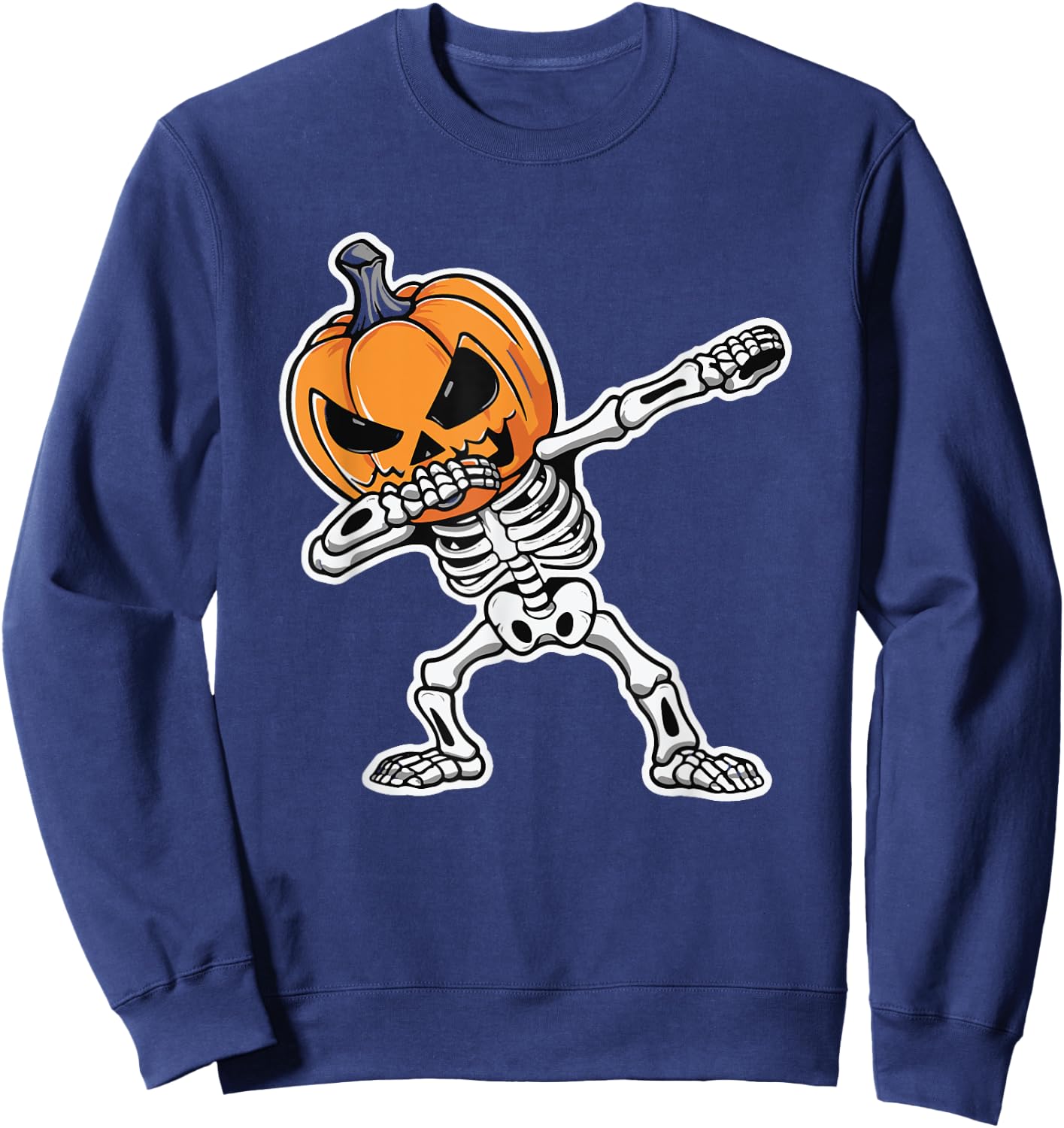 Dabbing Skeleton Jack O Lantern Pumpkin Halloween Sweatshirt - Sweatshirt | Navy