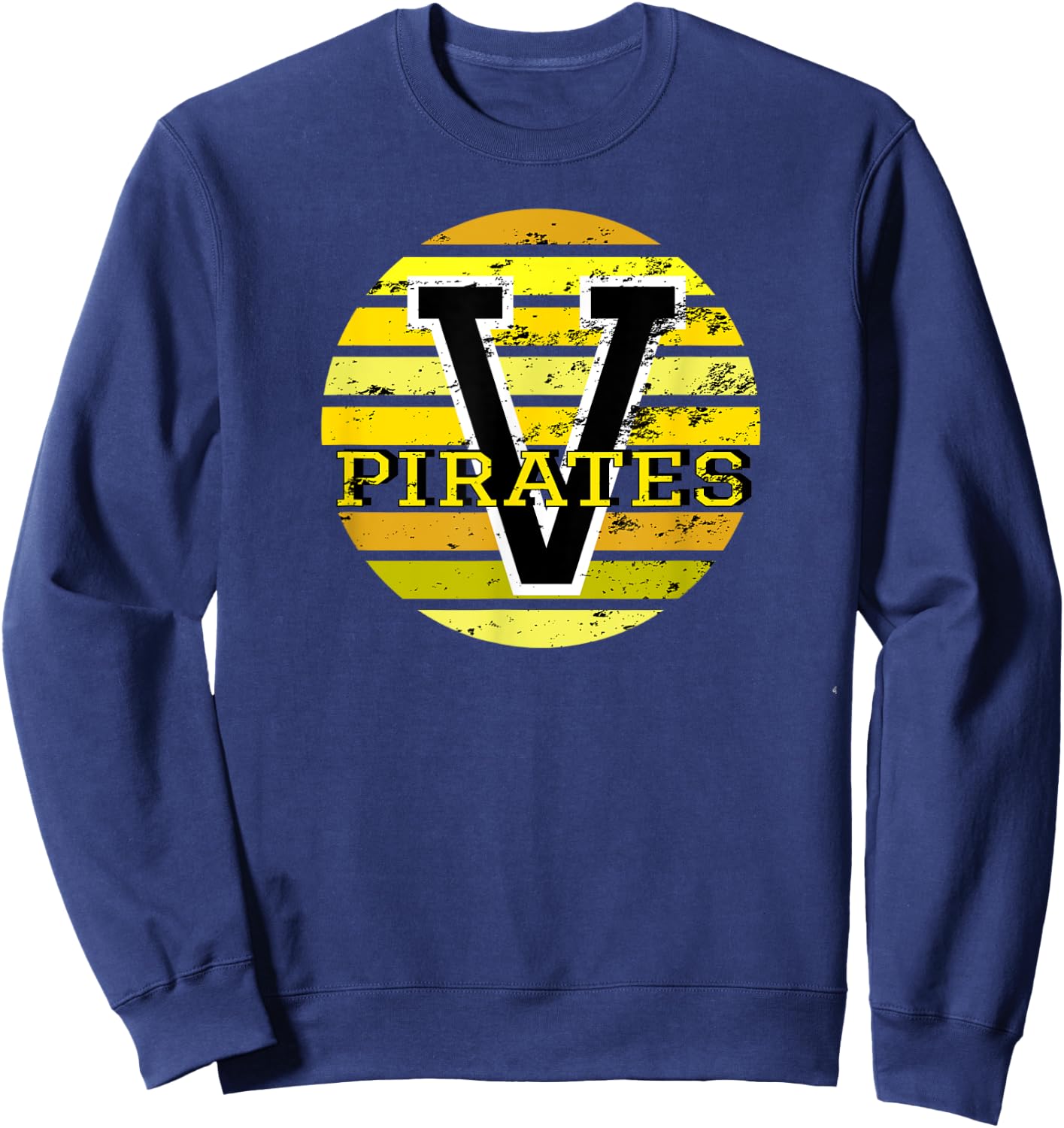 V Vidor Pirates Black & Gold School Mascot Spirit T Shirt Sweatshirt - Sweatshirt | Navy