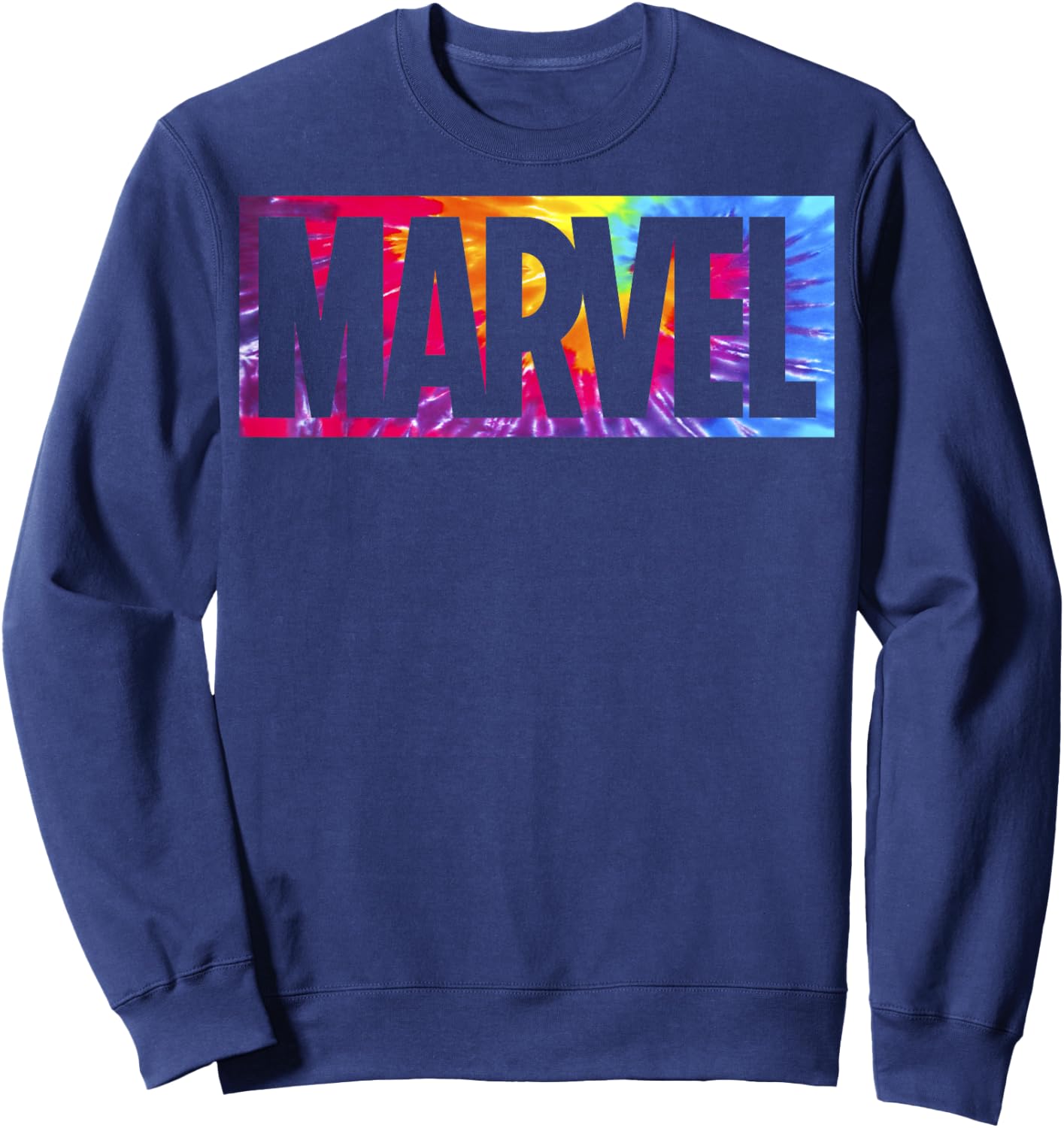 Marvel Tie Dye Box Logo Typographic Sweatshirt - Sweatshirt | Navy
