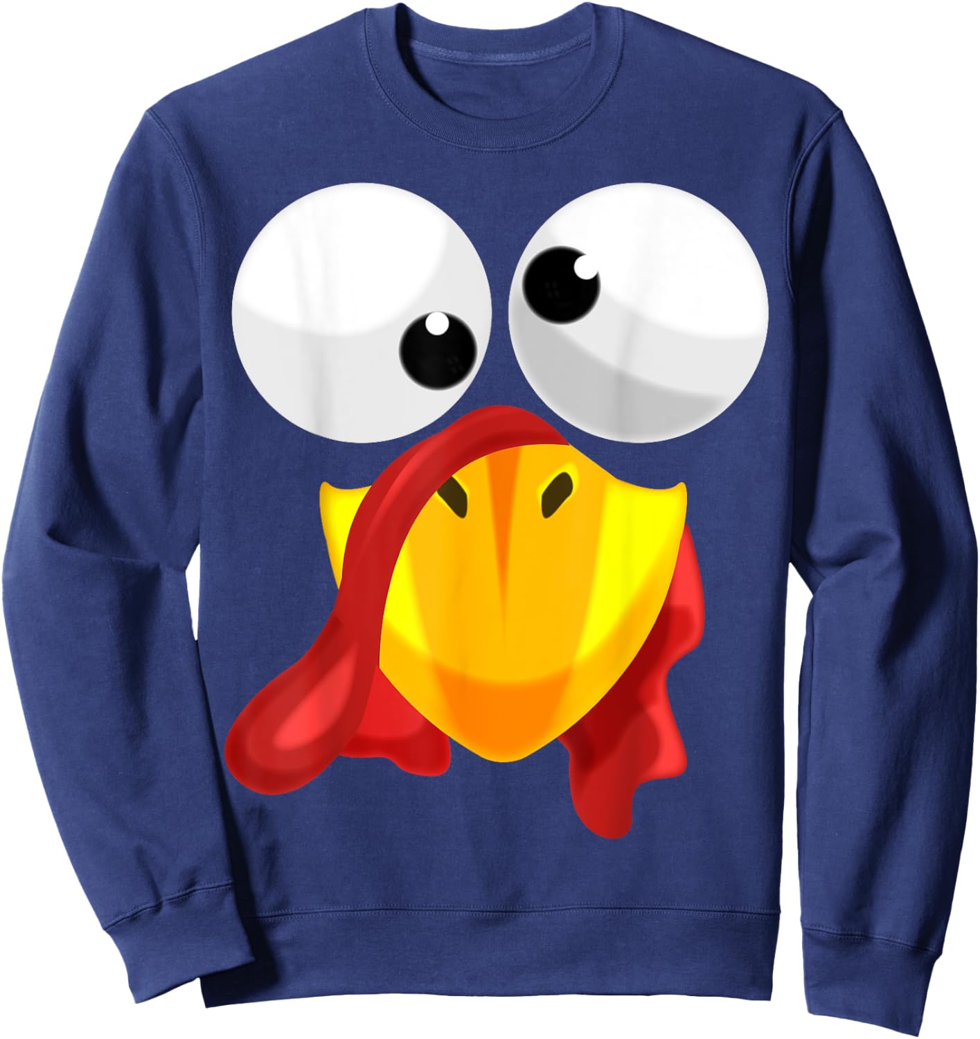 Kids Crazy Turkey Face Clothes Gift Outfit Thanksgiving Sweatshirt - Sweatshirt | Navy