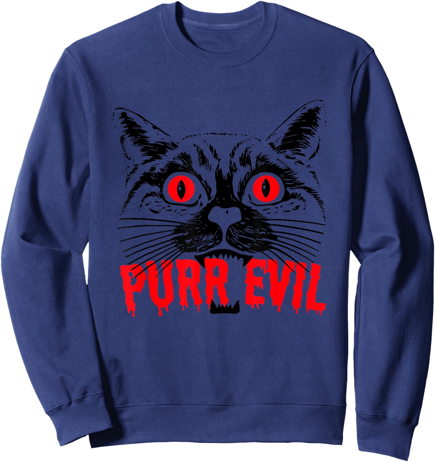 Purr Evil Satanic Cat Spooky design for Halloween Sweatshirt - Sweatshirt | Navy