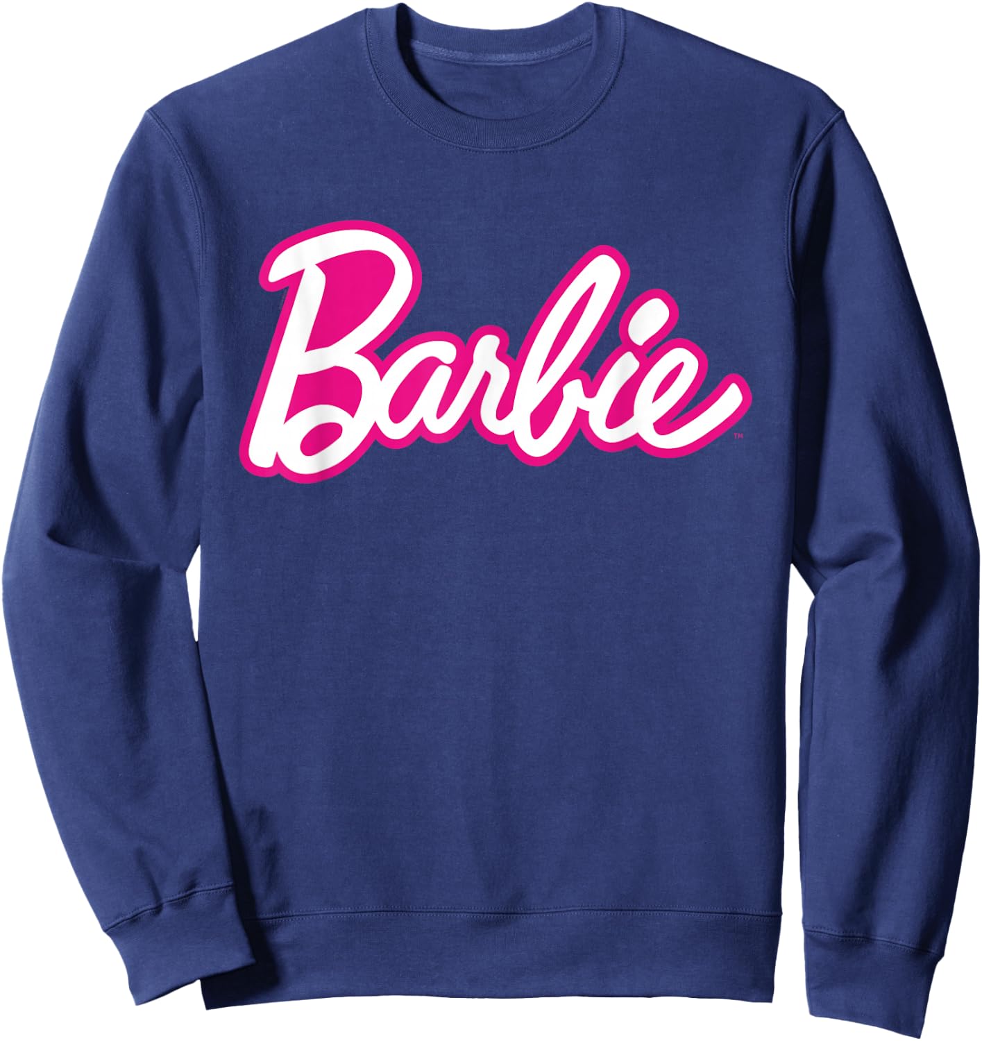 Barbie Current Pink and White Script Logo Sweatshirt - Sweatshirt | Navy