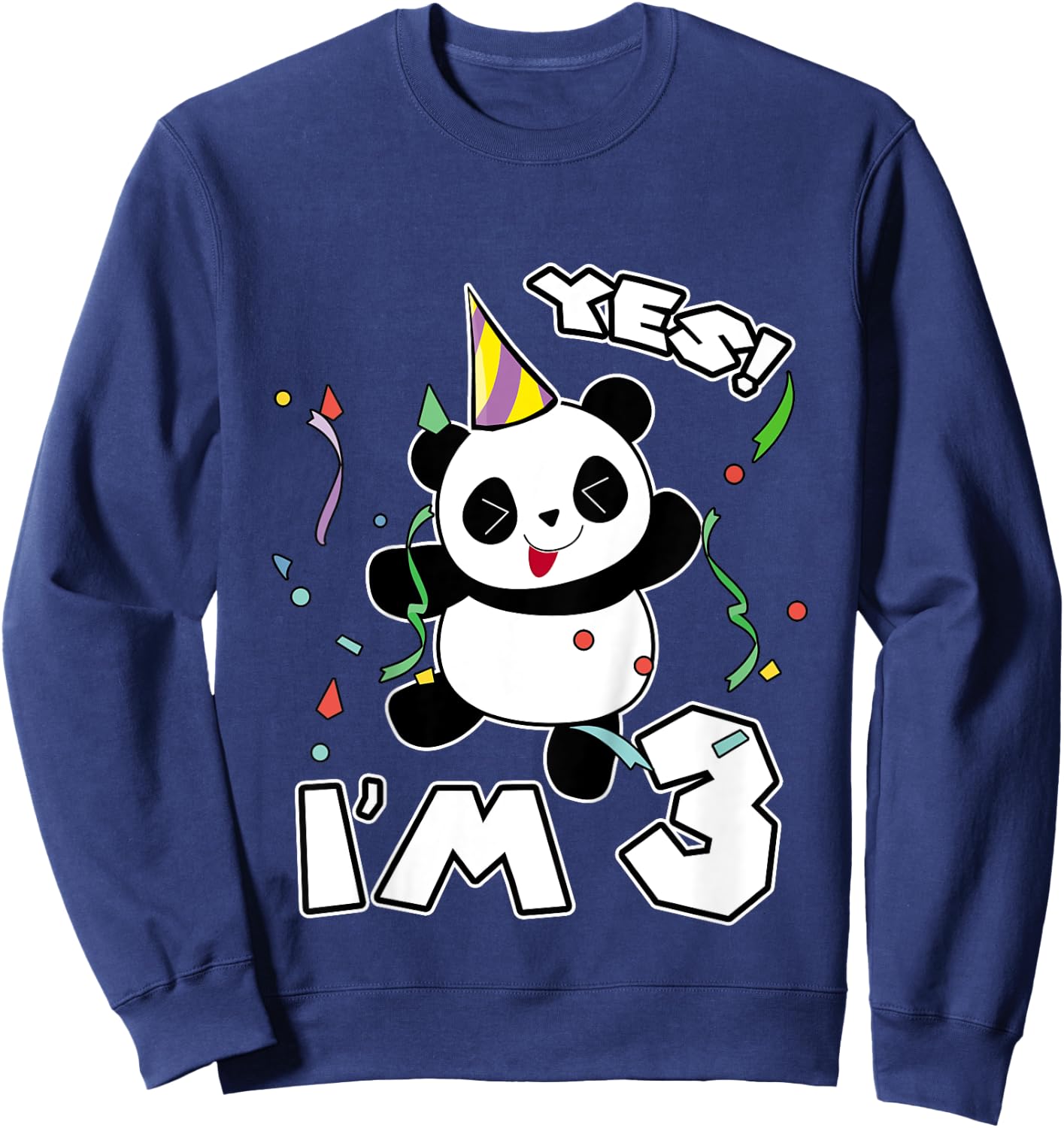 Kids 3rd Birthday Panda Shirt Yes I'm 3 Panda Costume Gift Sweatshirt - Sweatshirt | Navy