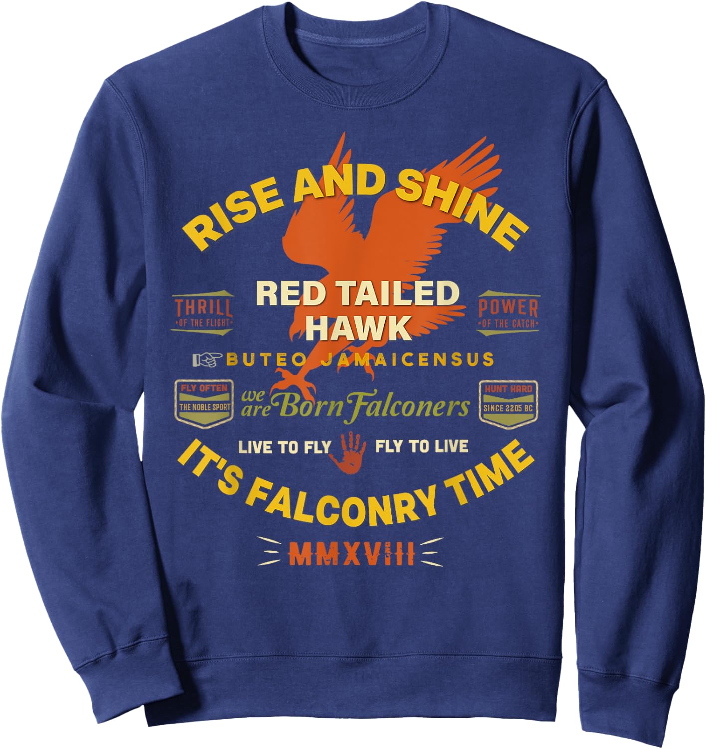 It's Falconry Time! Red Tail Hawk Graphic for Falconers Sweatshirt - Sweatshirt | Navy