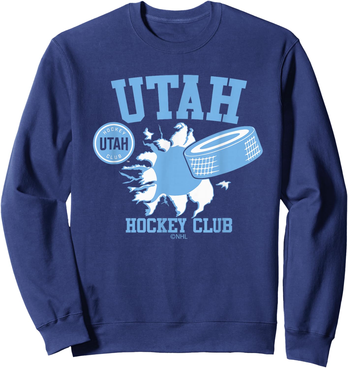 Utah Hockey Club Puck Burst Black Officially Licensed Sweatshirt - Sweatshirt | Navy