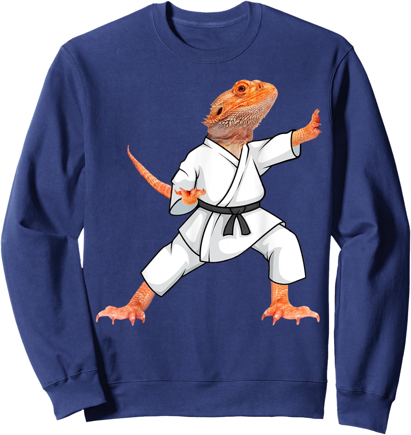 Funny Bearded Dragons Doing Karate Samurai Ninja Lizard Sweatshirt - Sweatshirt | Navy