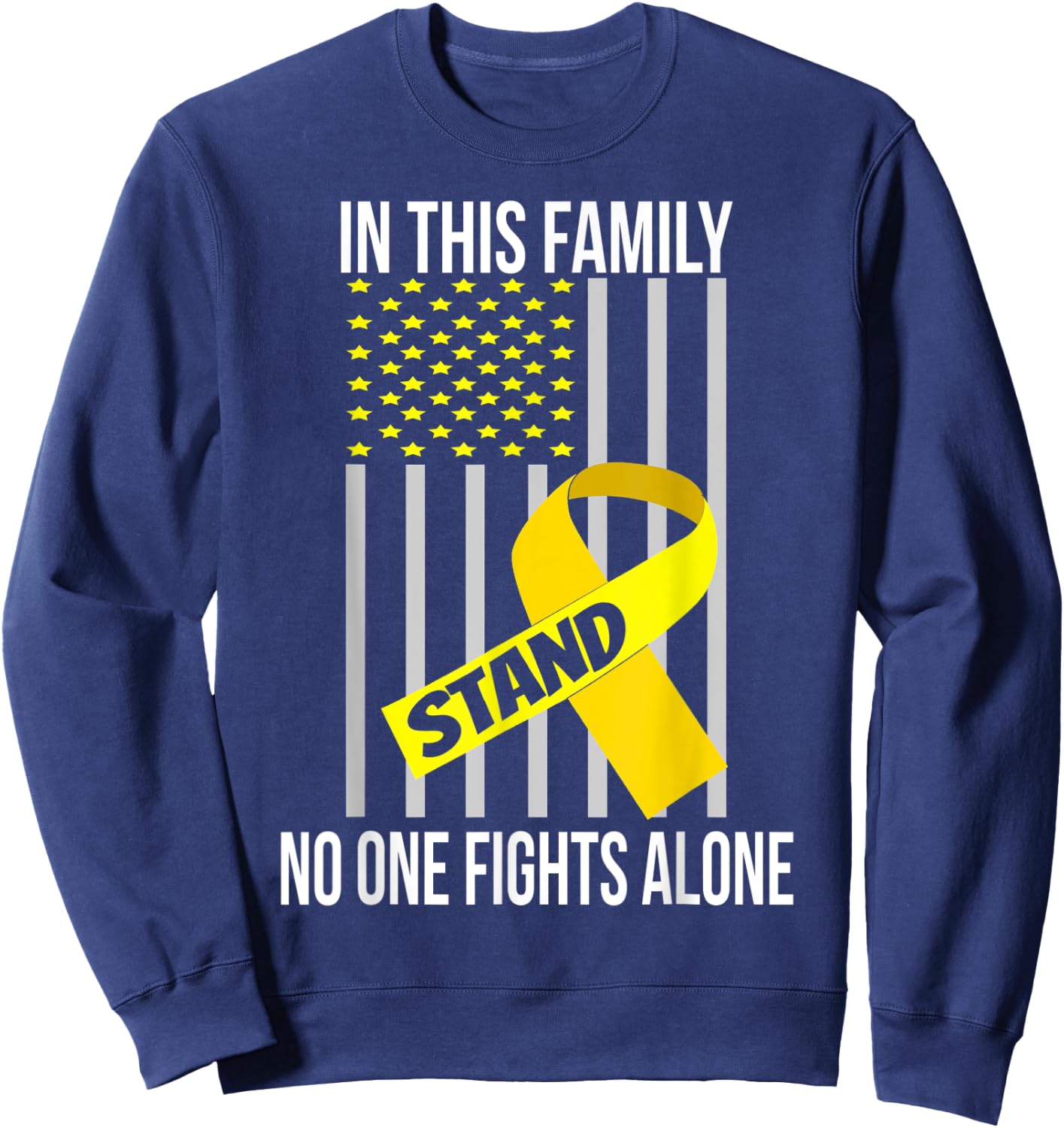 USA Flag Spina Bifida Ribbon Spina Bifida Awareness Sweatshirt - Sweatshirt | Navy