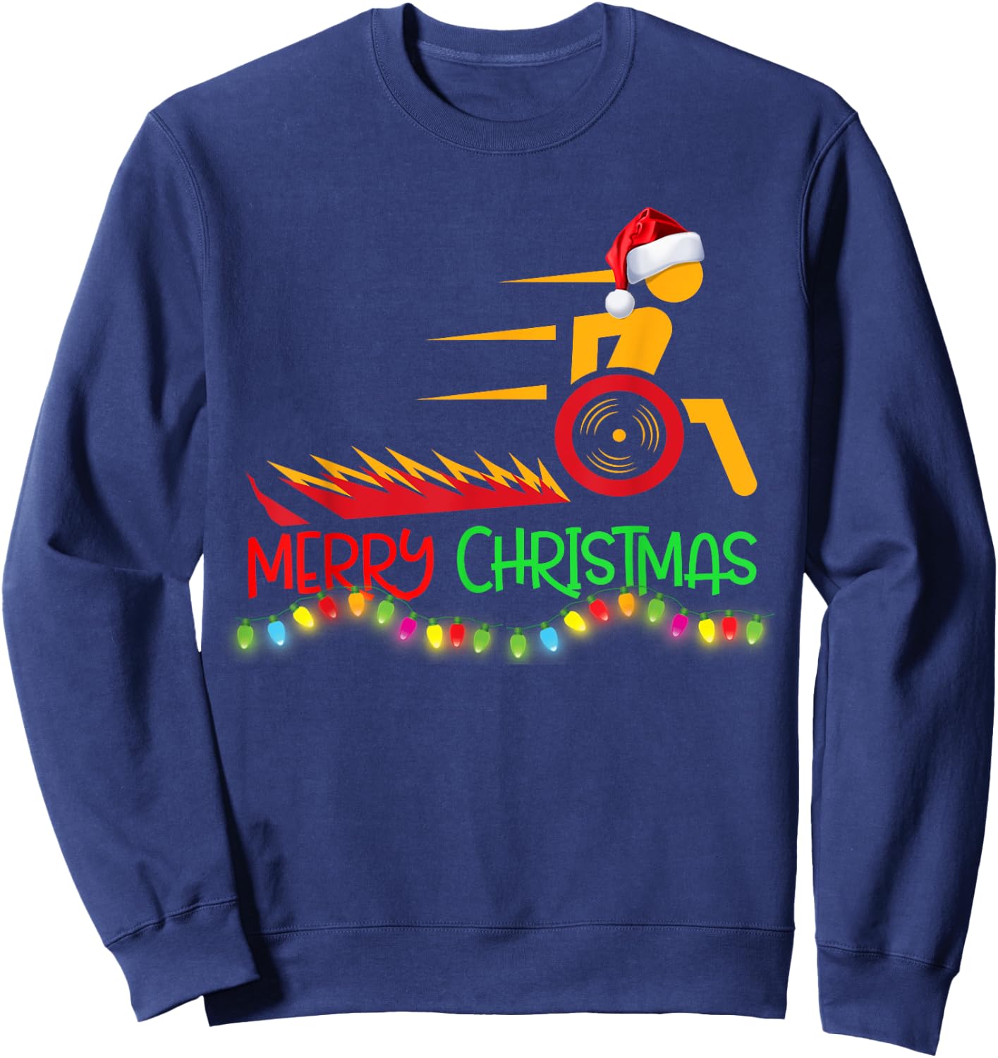 Funny Wheelchair Design | Gift Xmas Merry Christmas Saying Sweatshirt - Sweatshirt | Navy