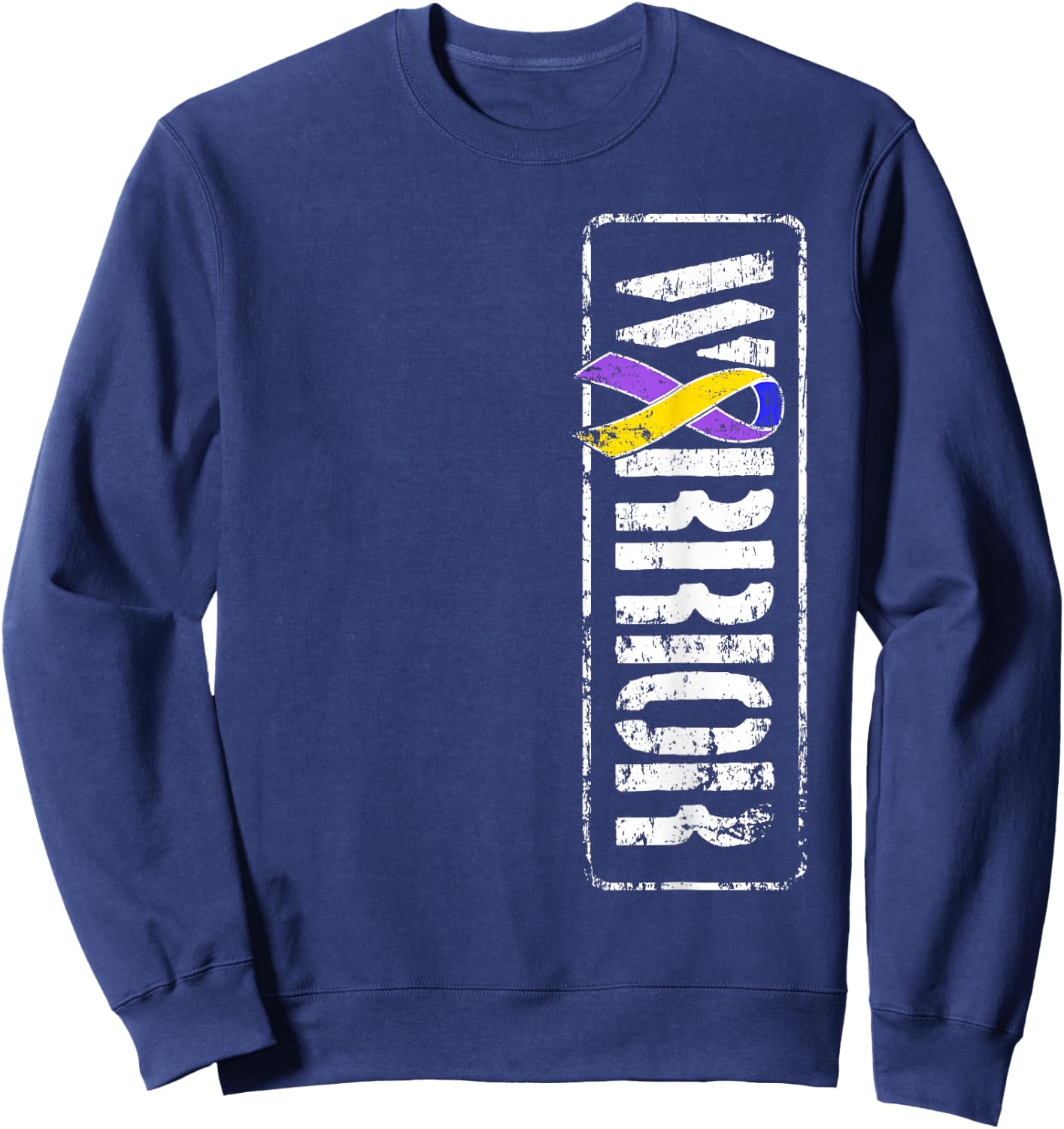 Bladder Cancer Awareness - Military Warrior Ribbon Sweatshirt - Sweatshirt | Navy