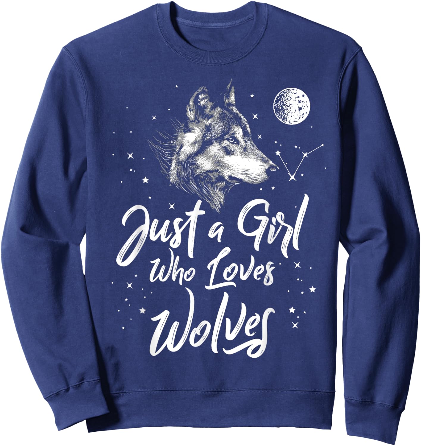 Just A Girl Who Loves Wolves Shirt Wolf Shirt Women Girls Sweatshirt - Sweatshirt | Navy