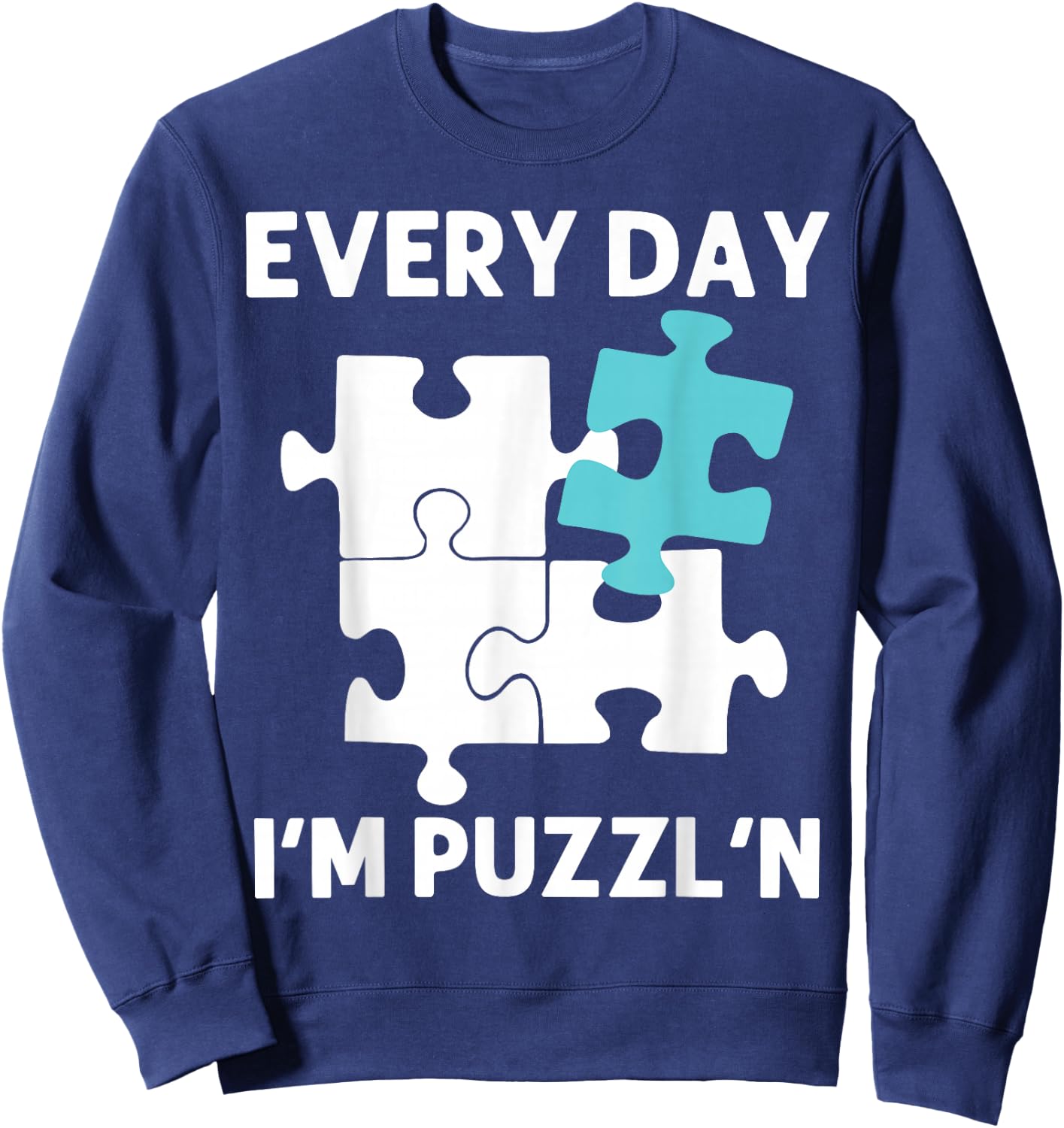 Funny Jigsaw Puzzle Design Women Adults Puzzle Lover Sweatshirt - Sweatshirt | Navy