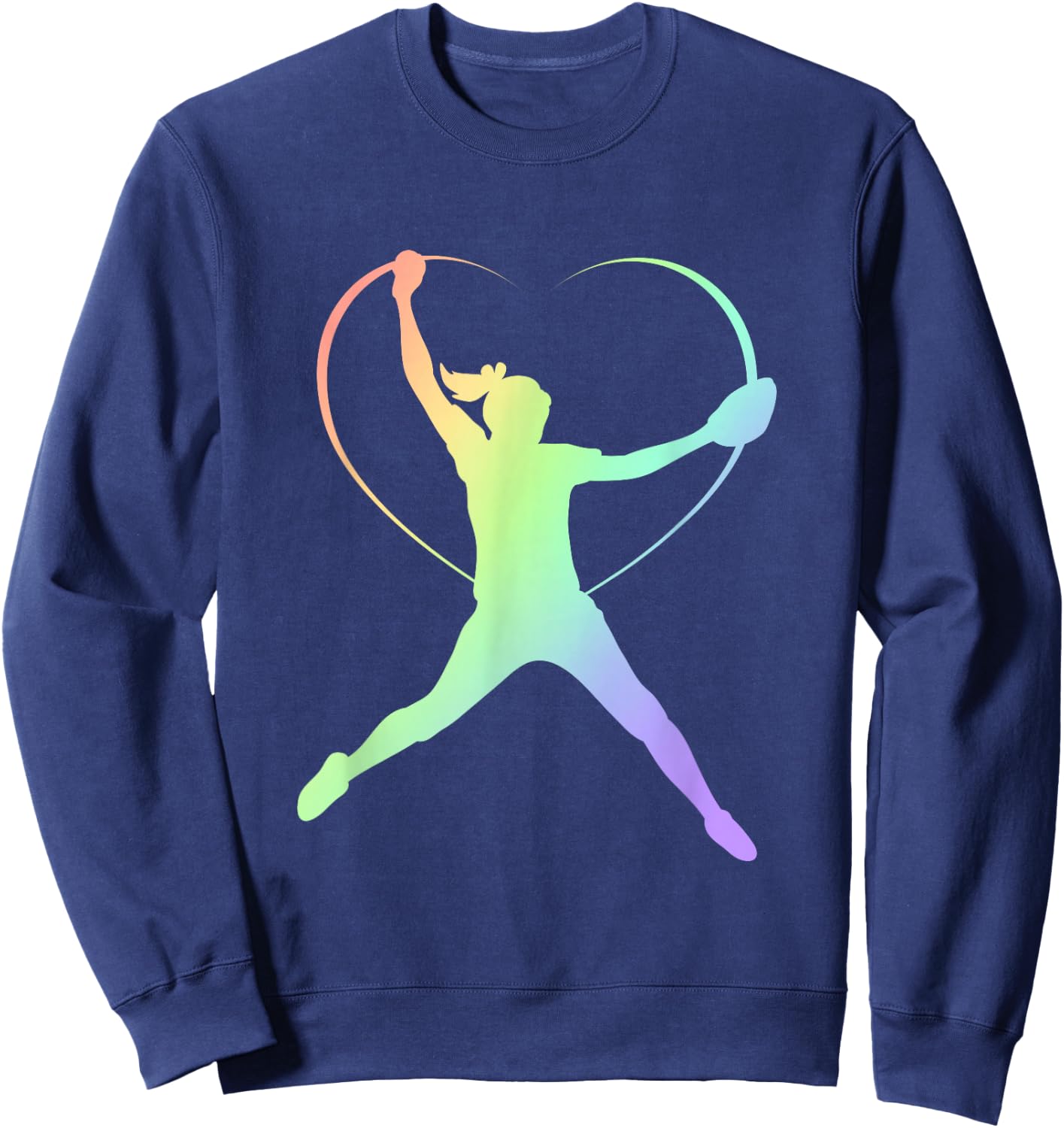 Soft Rainbow Softball Gifts for Teen Girls Pitcher Patterned Sweatshirt - Sweatshirt | Navy