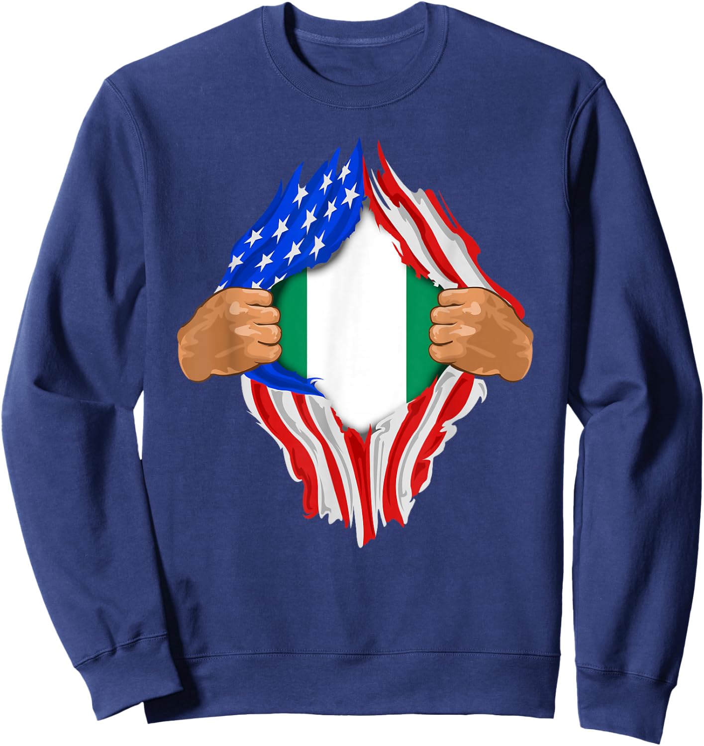 Nigerian Blood Inside Me | Nigeria Flag Gift Sweatshirt - Sweatshirt | Navy