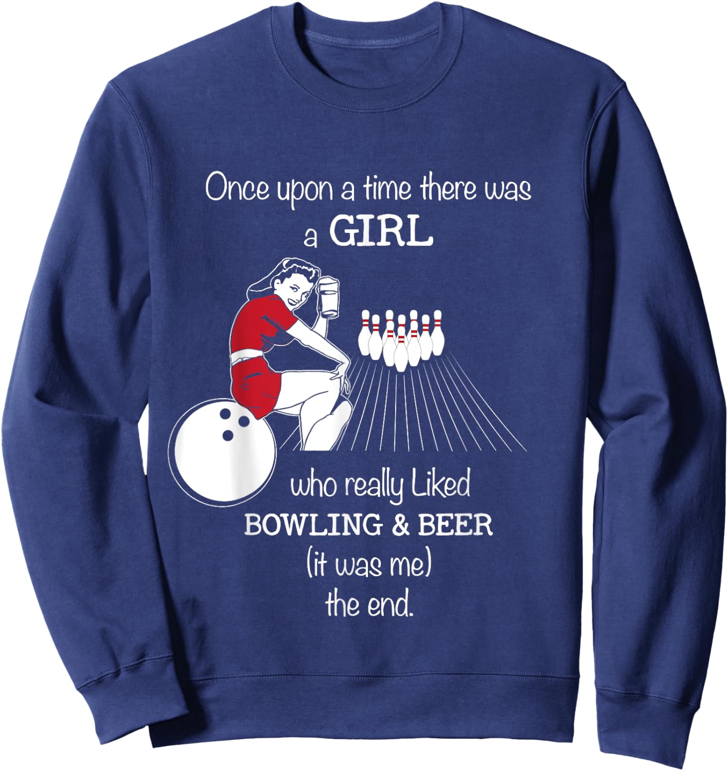 Girl Loves Bowling And Beer Bowling Gear & Girls Sweatshirt - Sweatshirt | Navy