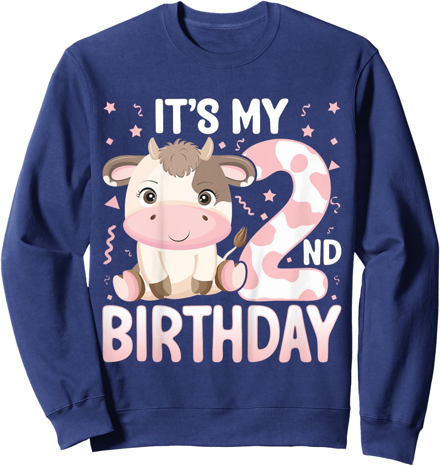 Kids It's My 2nd Birthday Cow - Cute Cow 2 Years Old Birthday Sweatshirt - Sweatshirt | Navy