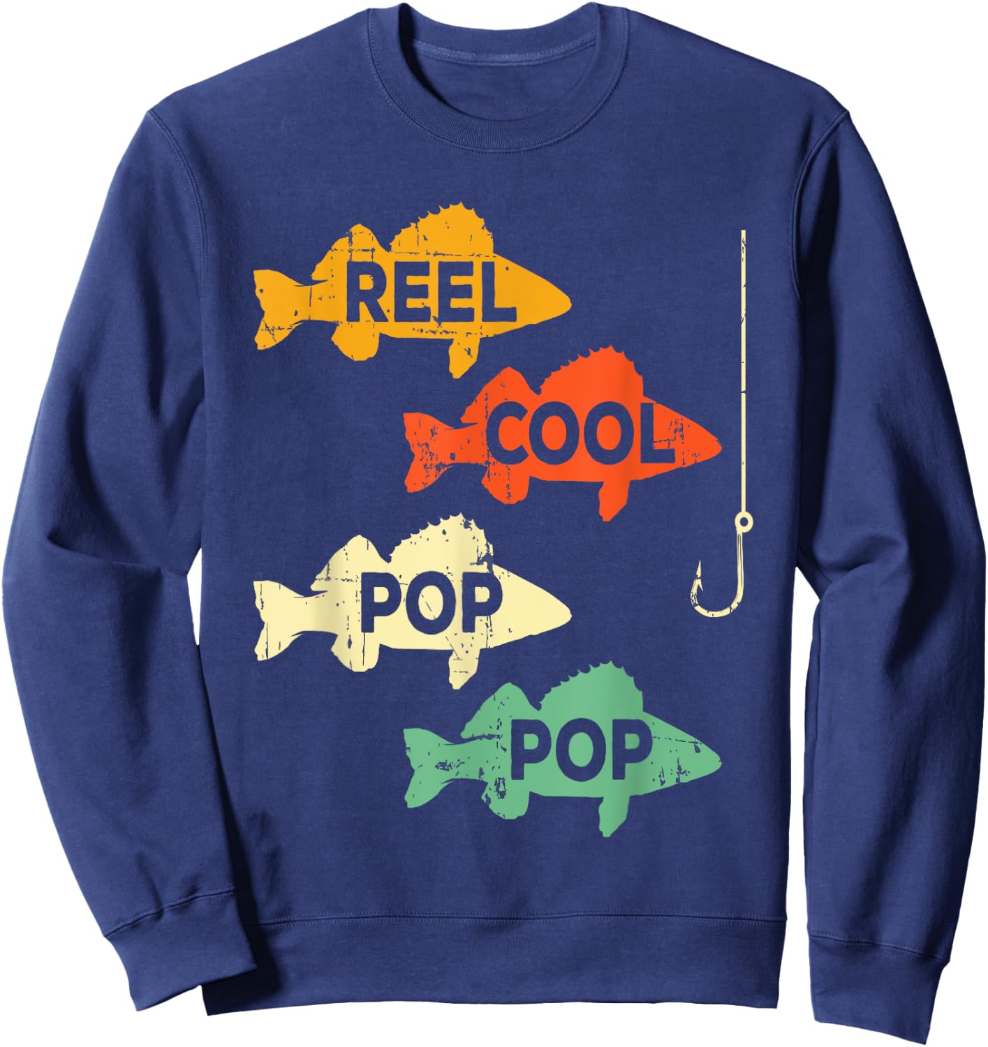 Reel Cool Pop Pop Fishing Pun Cool Poppop Walleye Fish Gift Sweatshirt - Sweatshirt | Navy