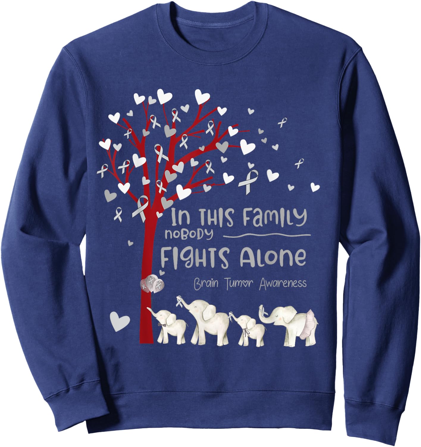 In This Family Nobody Fights Alone Brain Tumor Awareness Sweatshirt - Sweatshirt | Navy