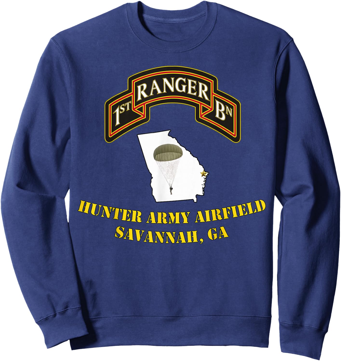 75th Rangers-Hunter Army Airfield 1st Bn Ranger Unit design Sweatshirt - Sweatshirt | Navy