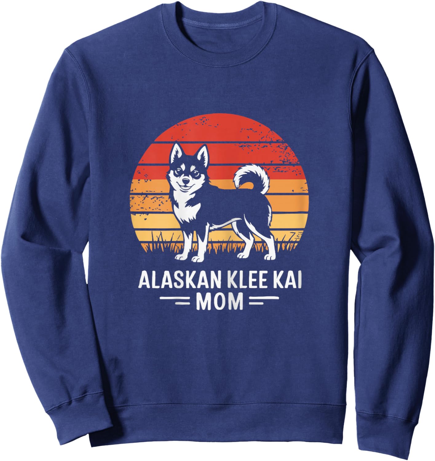 Retro Sunset Alaskan Klee Kai Dog Mom Sweatshirt - Sweatshirt | Navy