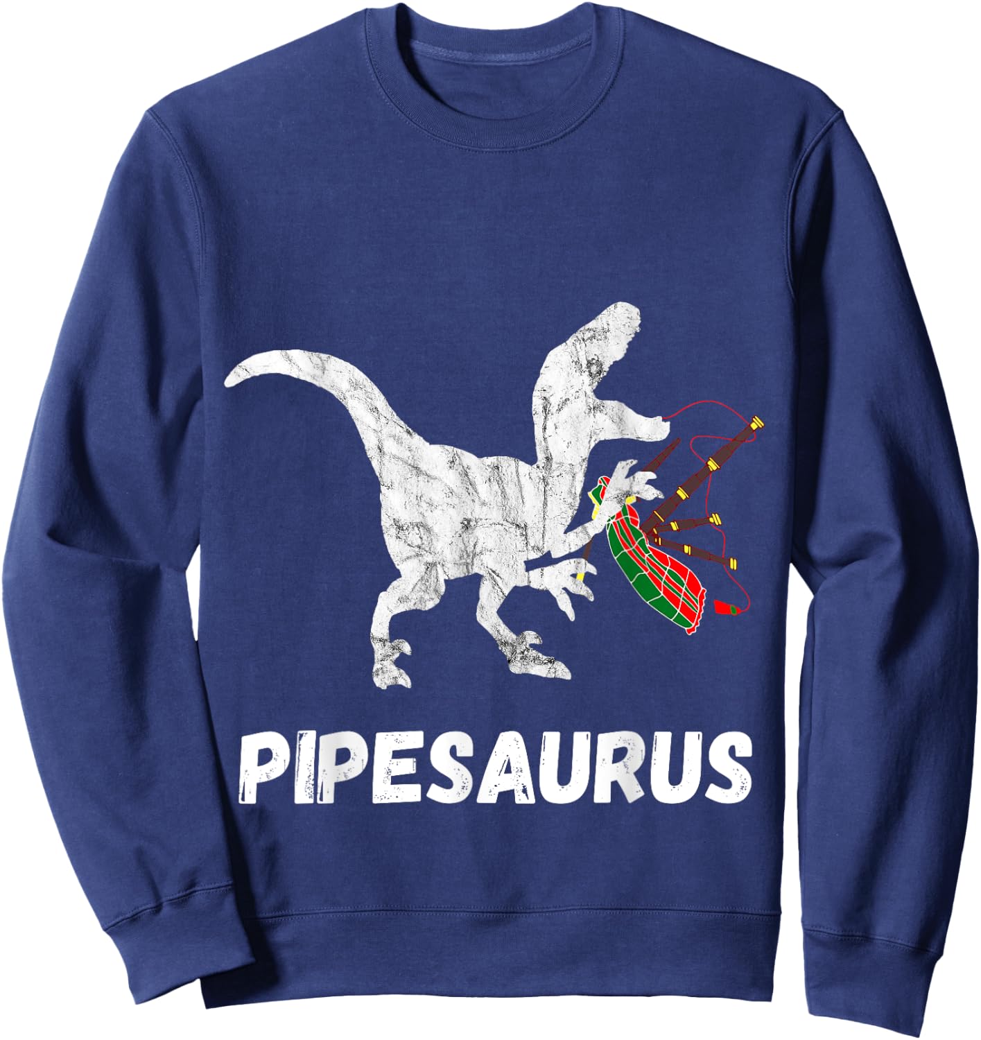 Bagpipe Saurus Irish Bagpiper Dinosaurs Bagpiping Sweatshirt - Sweatshirt | Navy