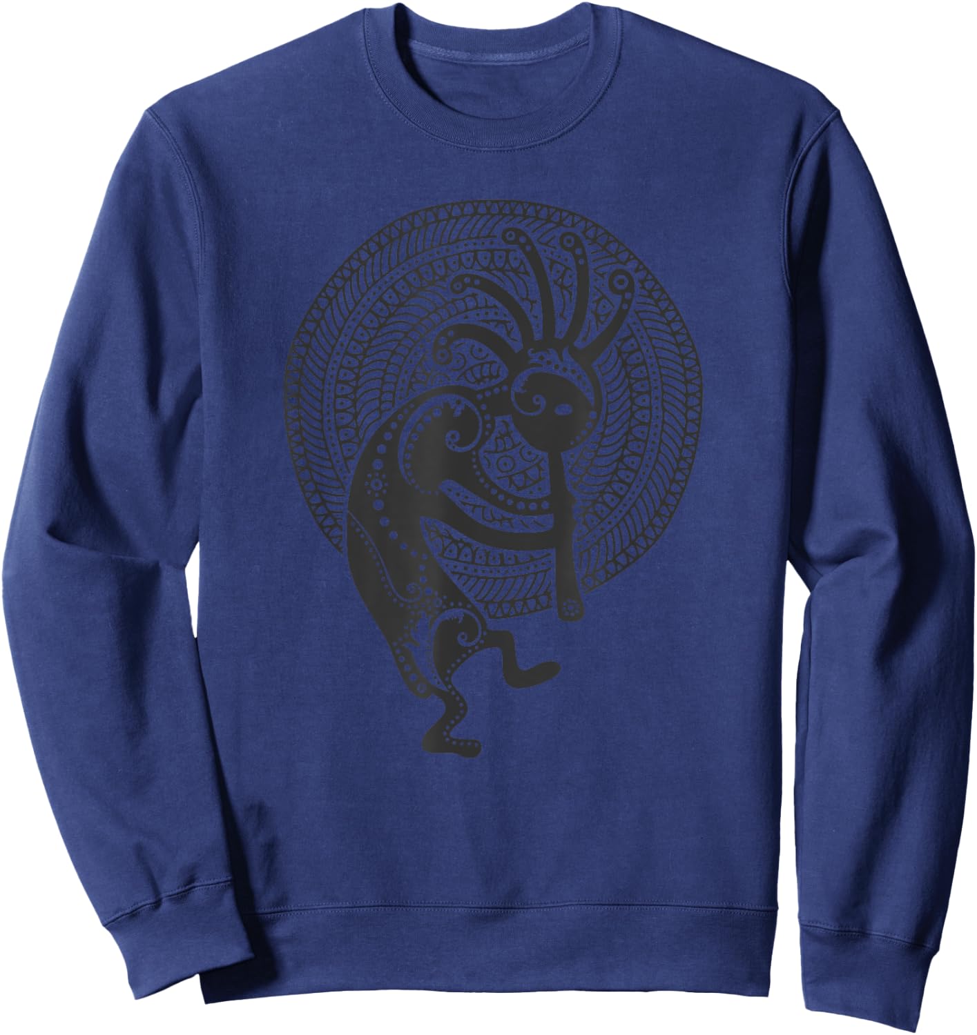 KOKOPELLI folklore MANDALA - Solid Black - Culture Fan Fun Sweatshirt - Sweatshirt | Navy