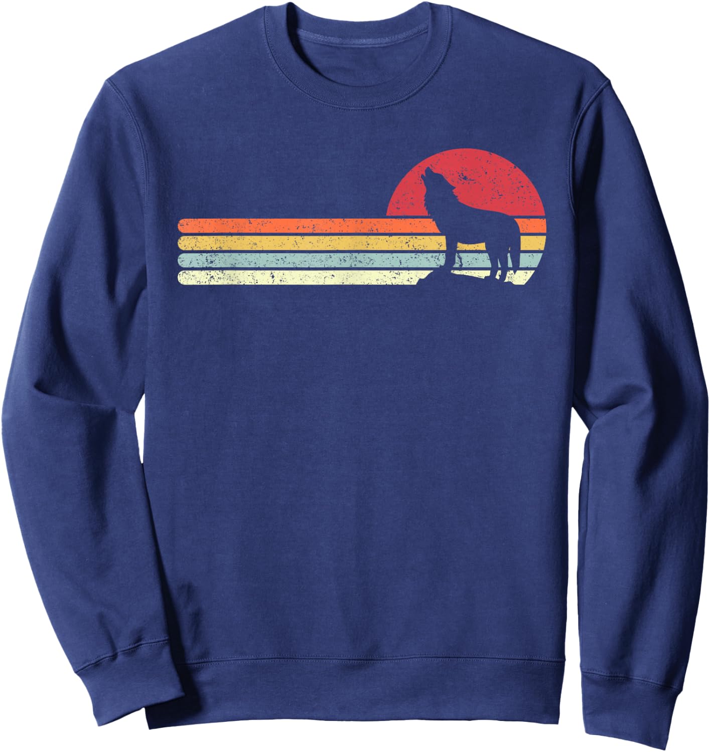 Pack A Punch Retro Wolf Graphic , Black, Small Sweatshirt - Sweatshirt | Navy