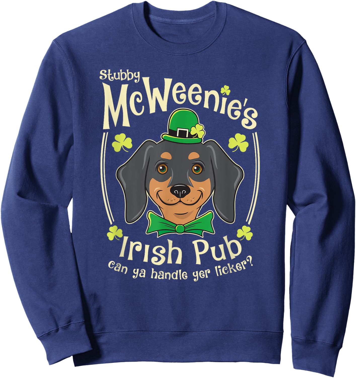 Funny Dachshund St. Patrick's Day Irish Pub Sweatshirt - Sweatshirt | Navy