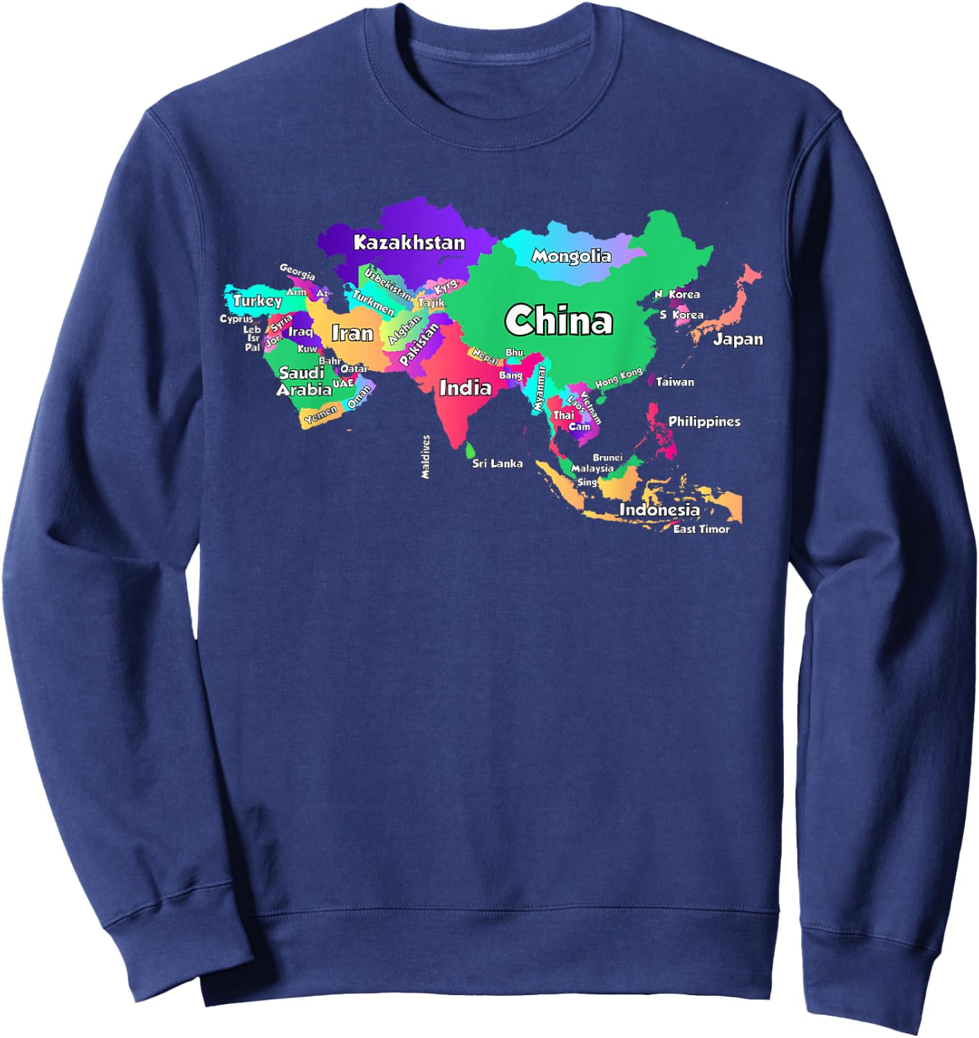 Political map of Asia borders and country names Sweatshirt - Sweatshirt | Navy