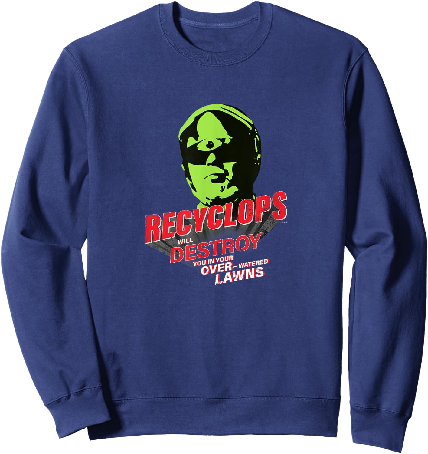 The Office Dwight Schrute Recyclops Over-Watered Lawn Sweatshirt - Sweatshirt | Navy