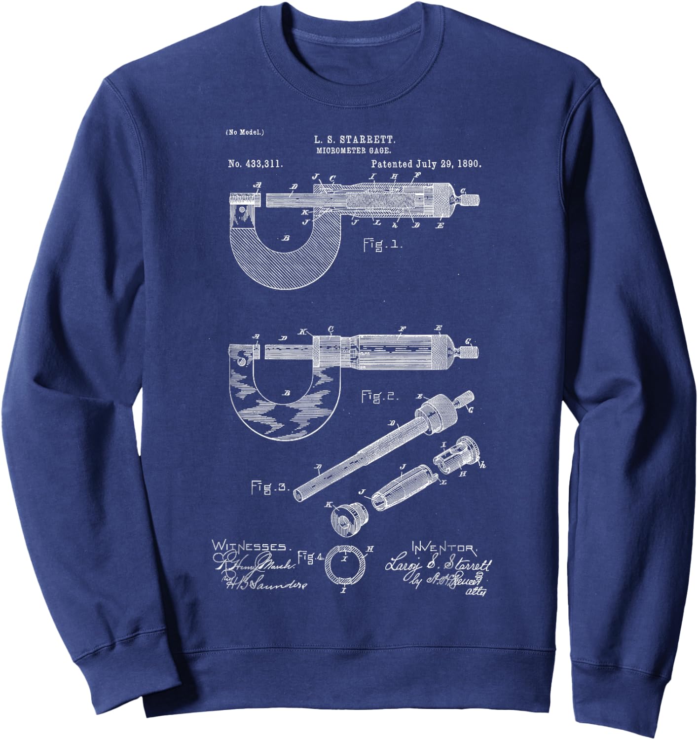 Mechanical Engineer Gift Micrometer Gage Patent Sweatshirt - Sweatshirt | Navy