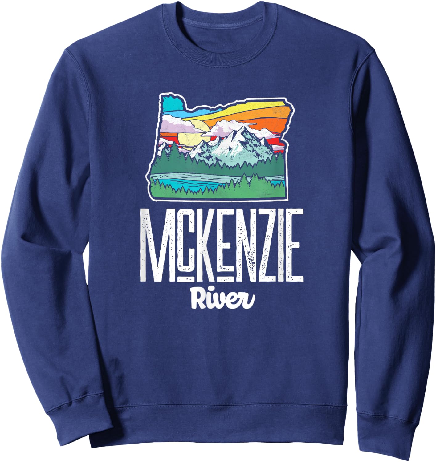 McKenzie River Vintage Oregon Nature & Outdoors Retro Sweatshirt - Sweatshirt | Navy