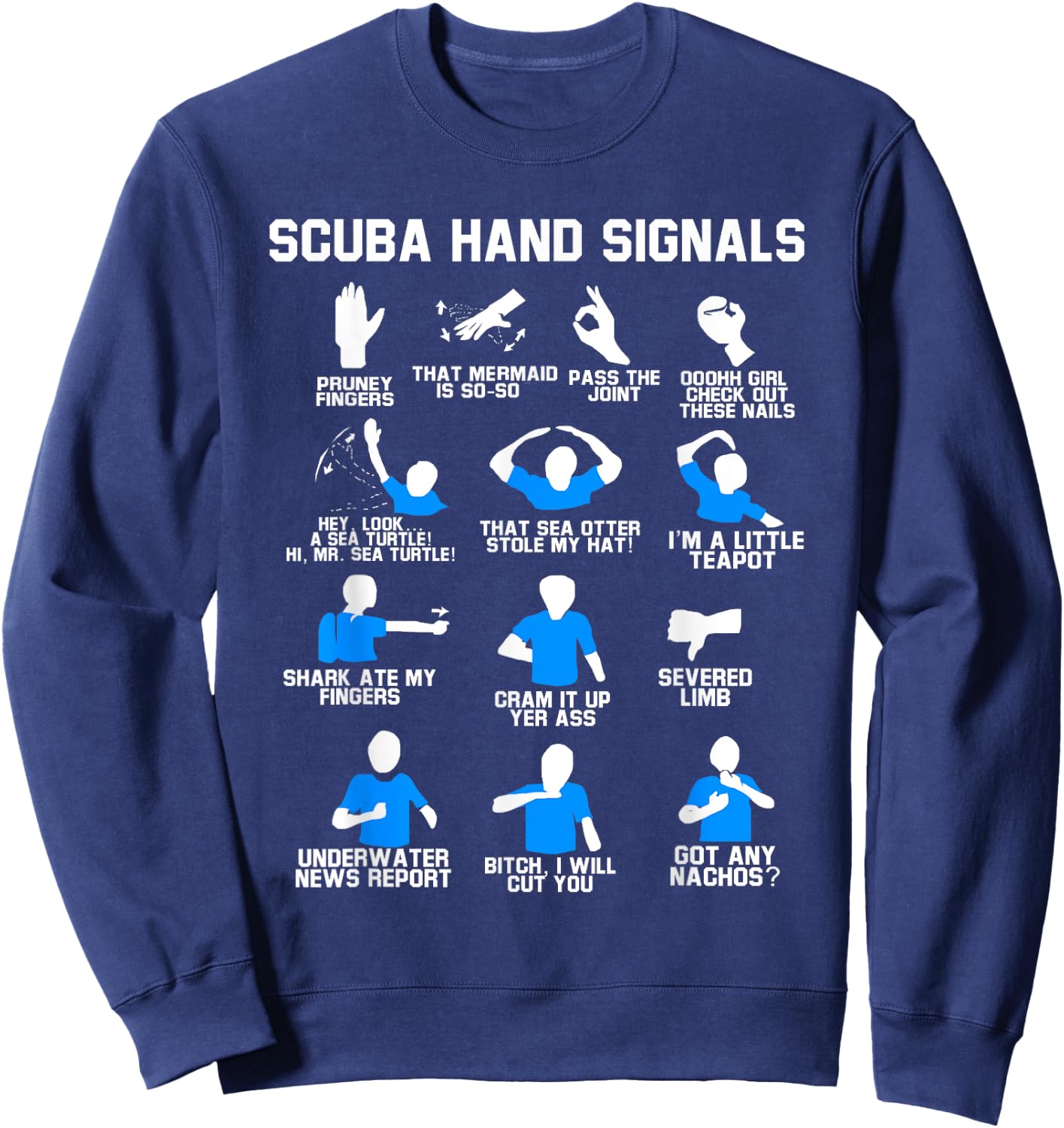 Distressed Scuba Diving Speerfischen Freitauchen Diving Hand Sign Diver Sweatshirt - Sweatshirt | Navy