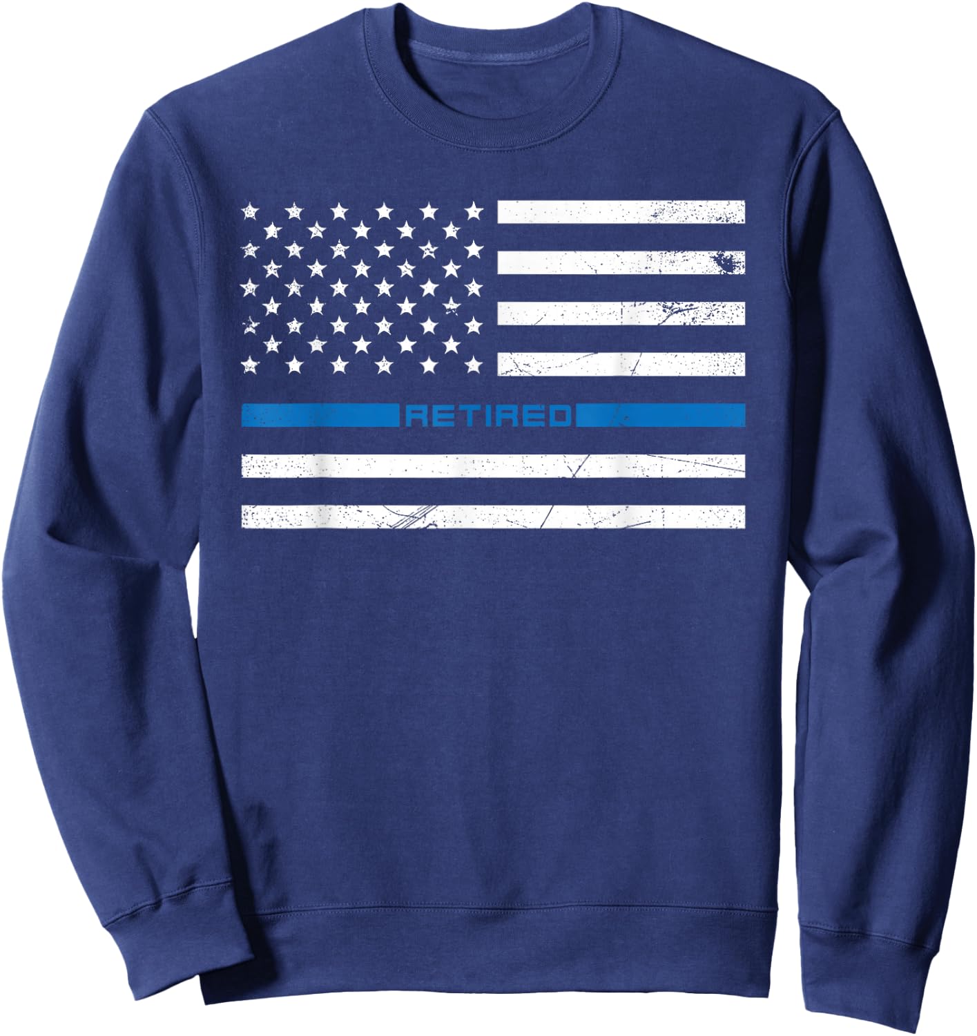 Im Retired Police Officer American Flag Thin Blue Line Cop Sweatshirt - Sweatshirt | Navy