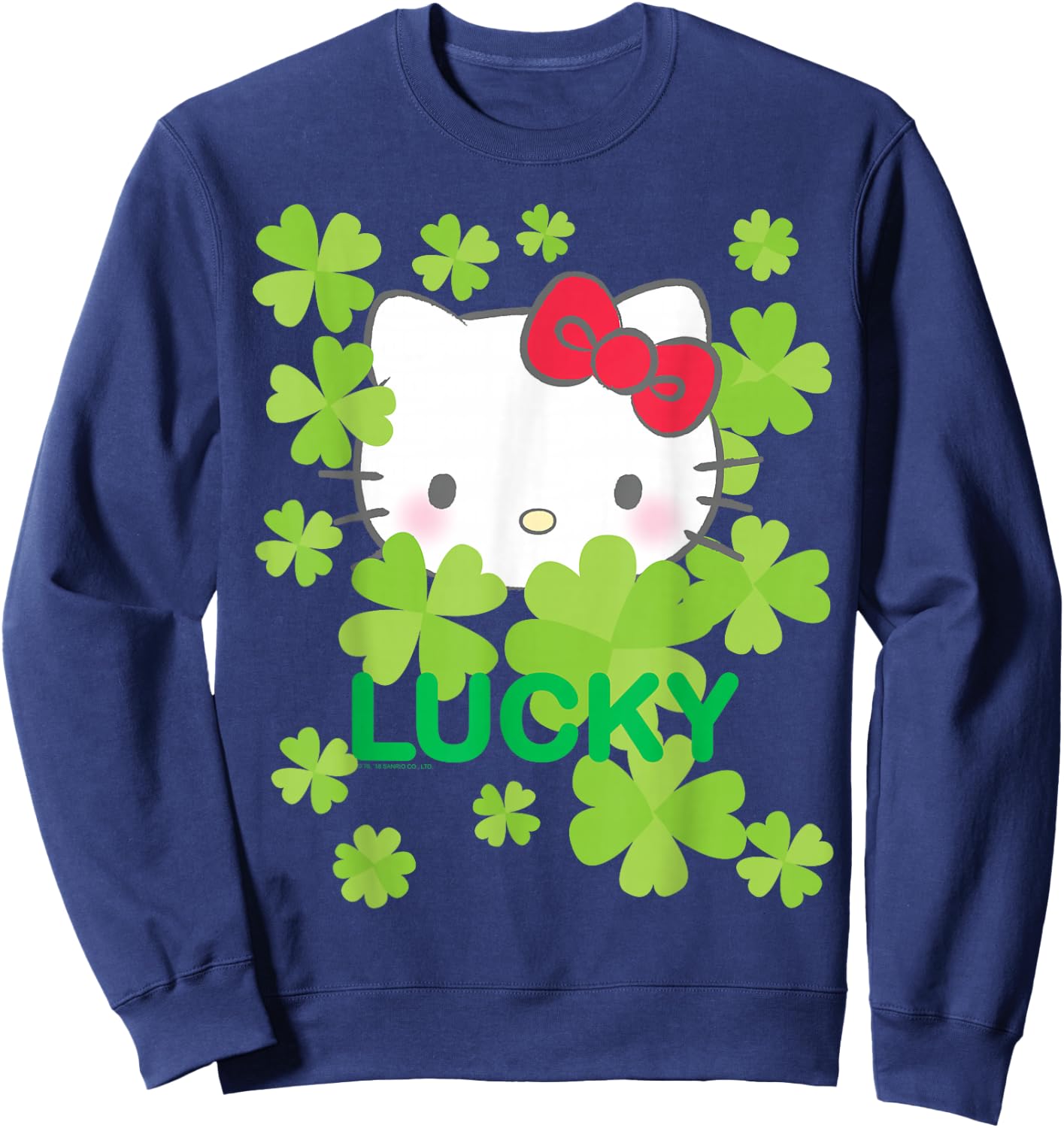 Hello Kitty Lucky Clover St. Patrick's Day Shirt Sweatshirt - Sweatshirt | Navy