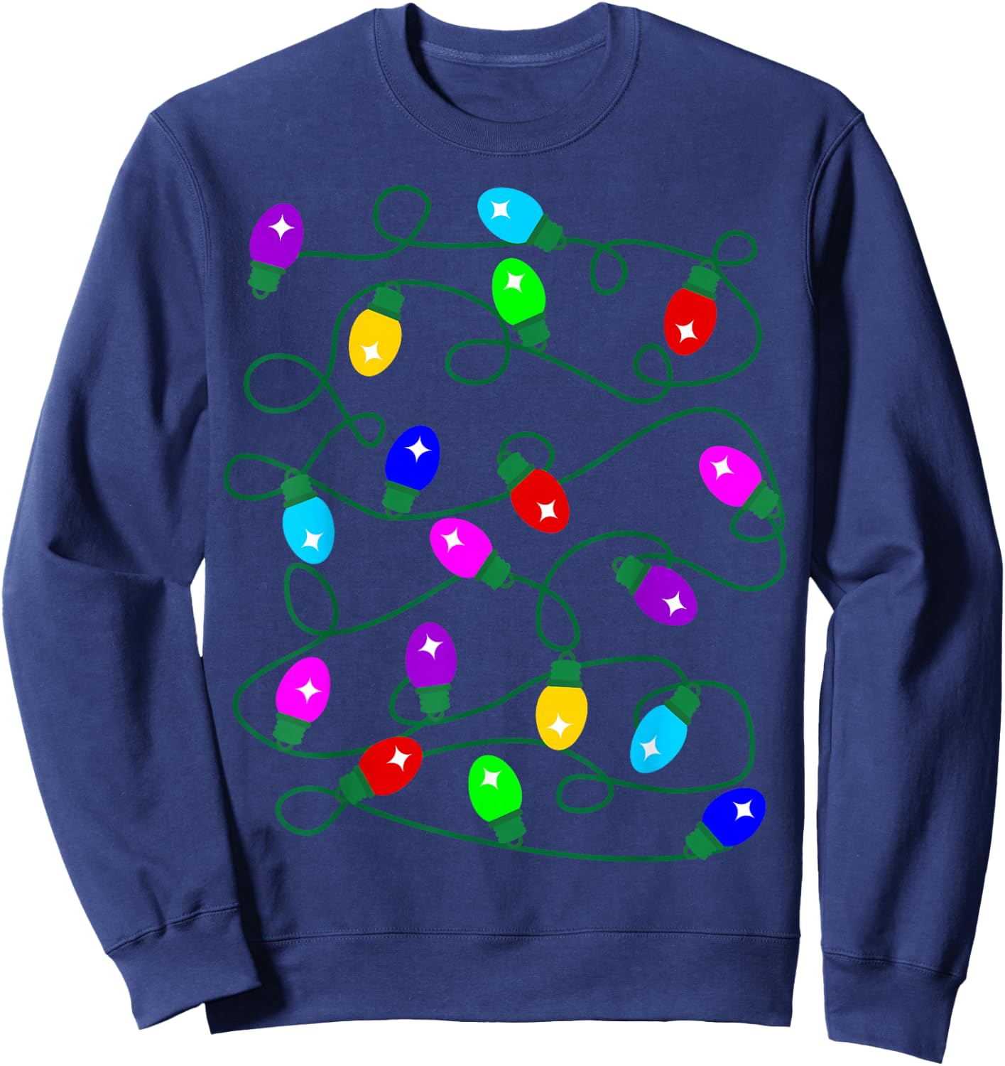 My Favorite Color is Christmas Lights Funny Pajama Xmas Sweatshirt - Sweatshirt | Navy
