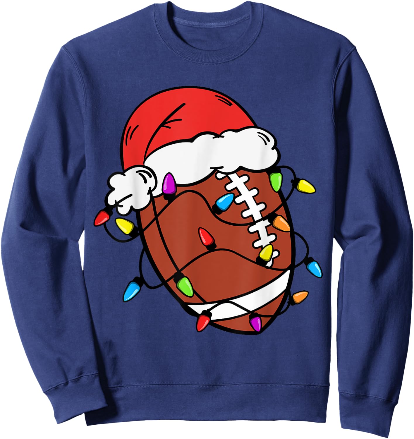 Football Santa Claus Hat Christmas Light Football Boys Kids Sweatshirt - Sweatshirt | Navy
