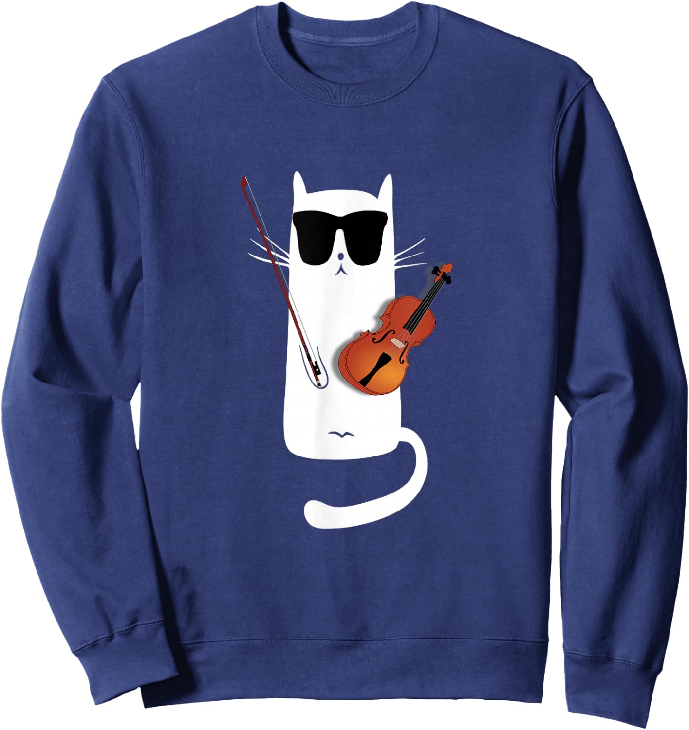 Funny Cat Wearing Sunglasses Playing Violin Sweatshirt - Sweatshirt | Navy
