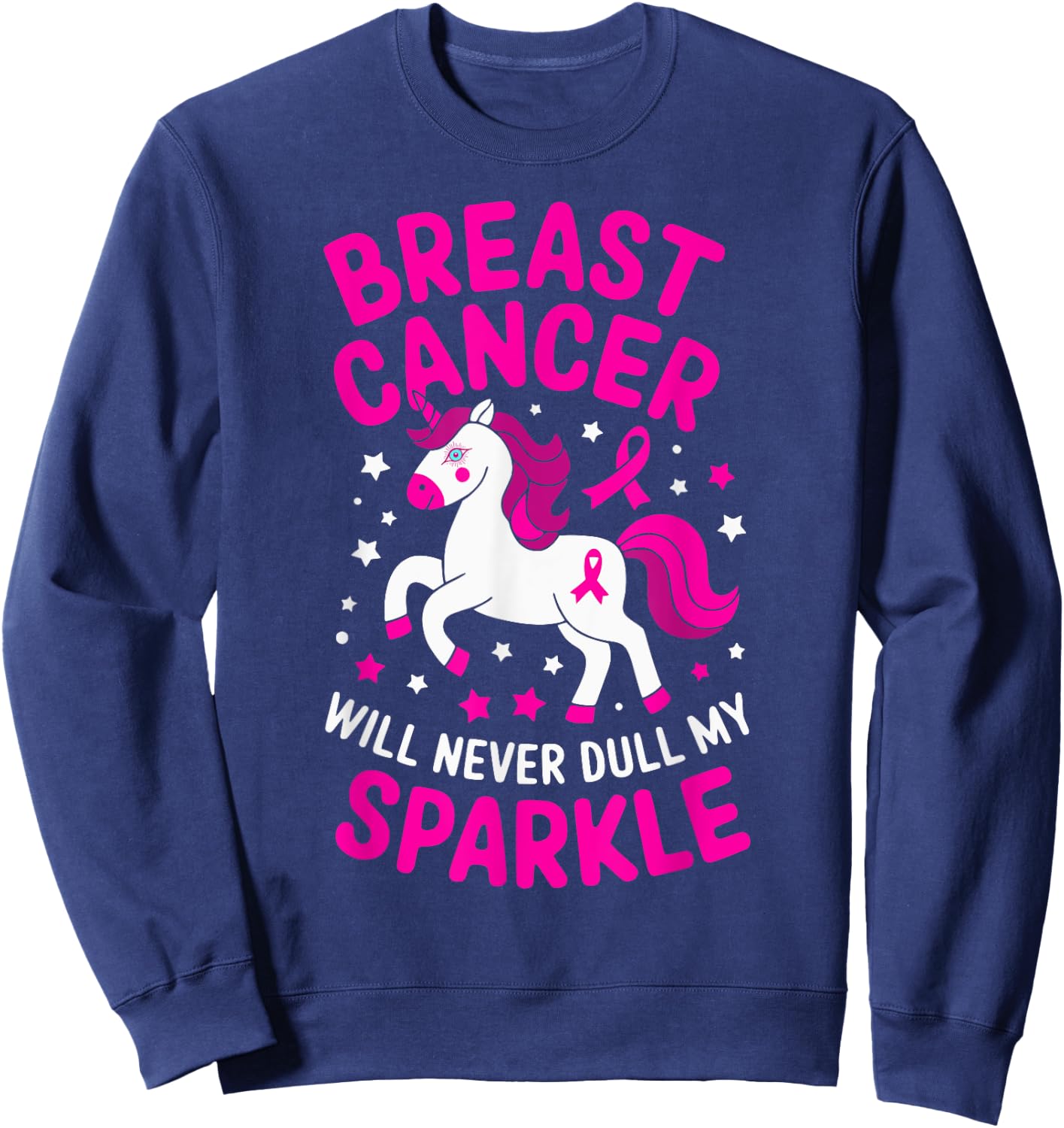 Support Breast Cancer Awareness Sparkle Sweatshirt - Sweatshirt | Navy