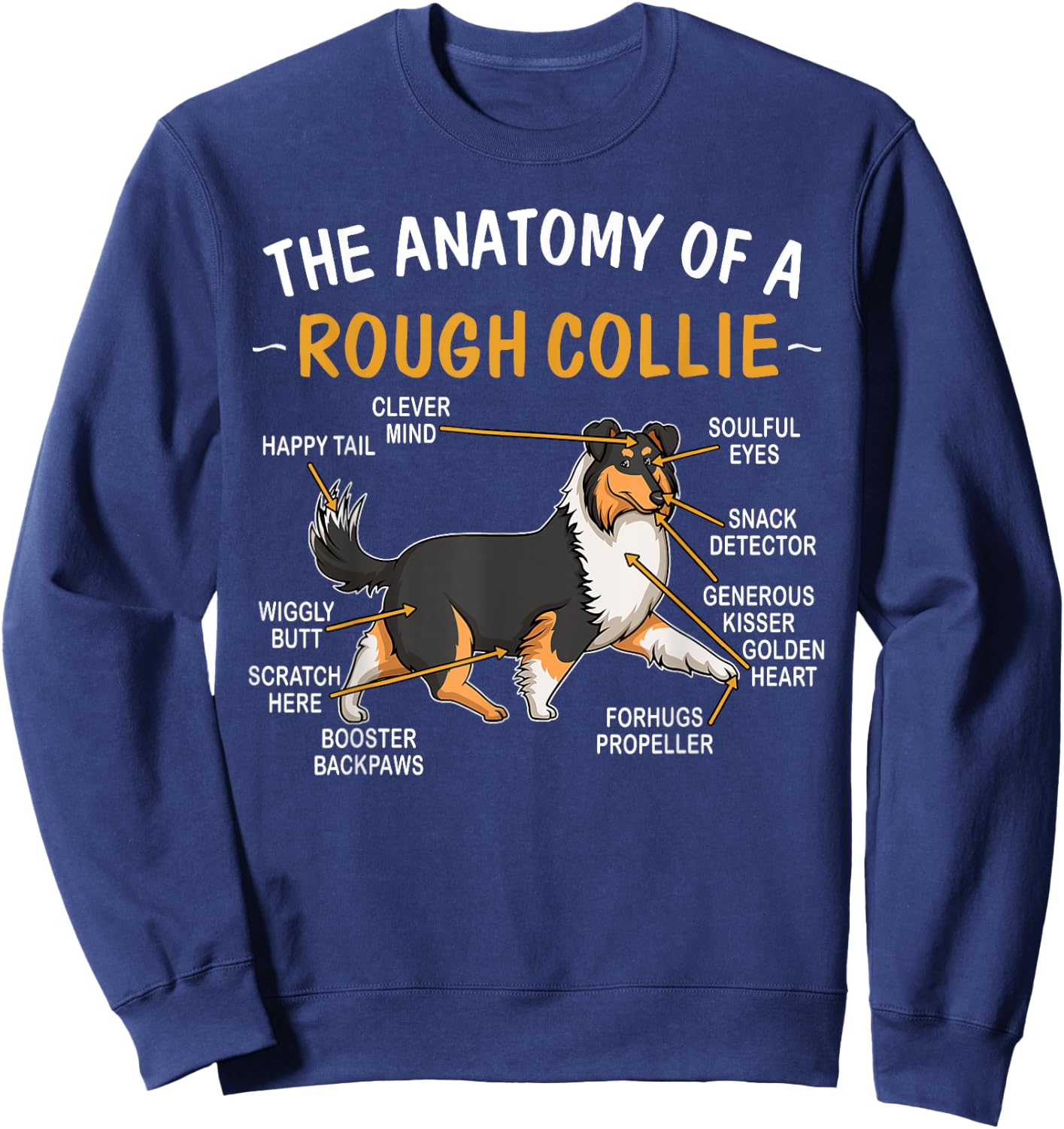 Funny Anatomy Of A Rough Collie For Dog Lovers Sweatshirt - Sweatshirt | Navy