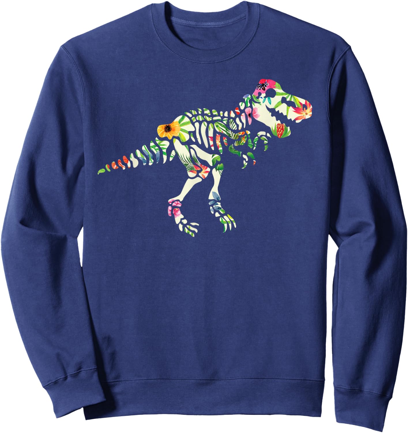 Tropical Hawaiian Floral T-Rex, Design Gift Dino lovers Sweatshirt - Sweatshirt | Navy