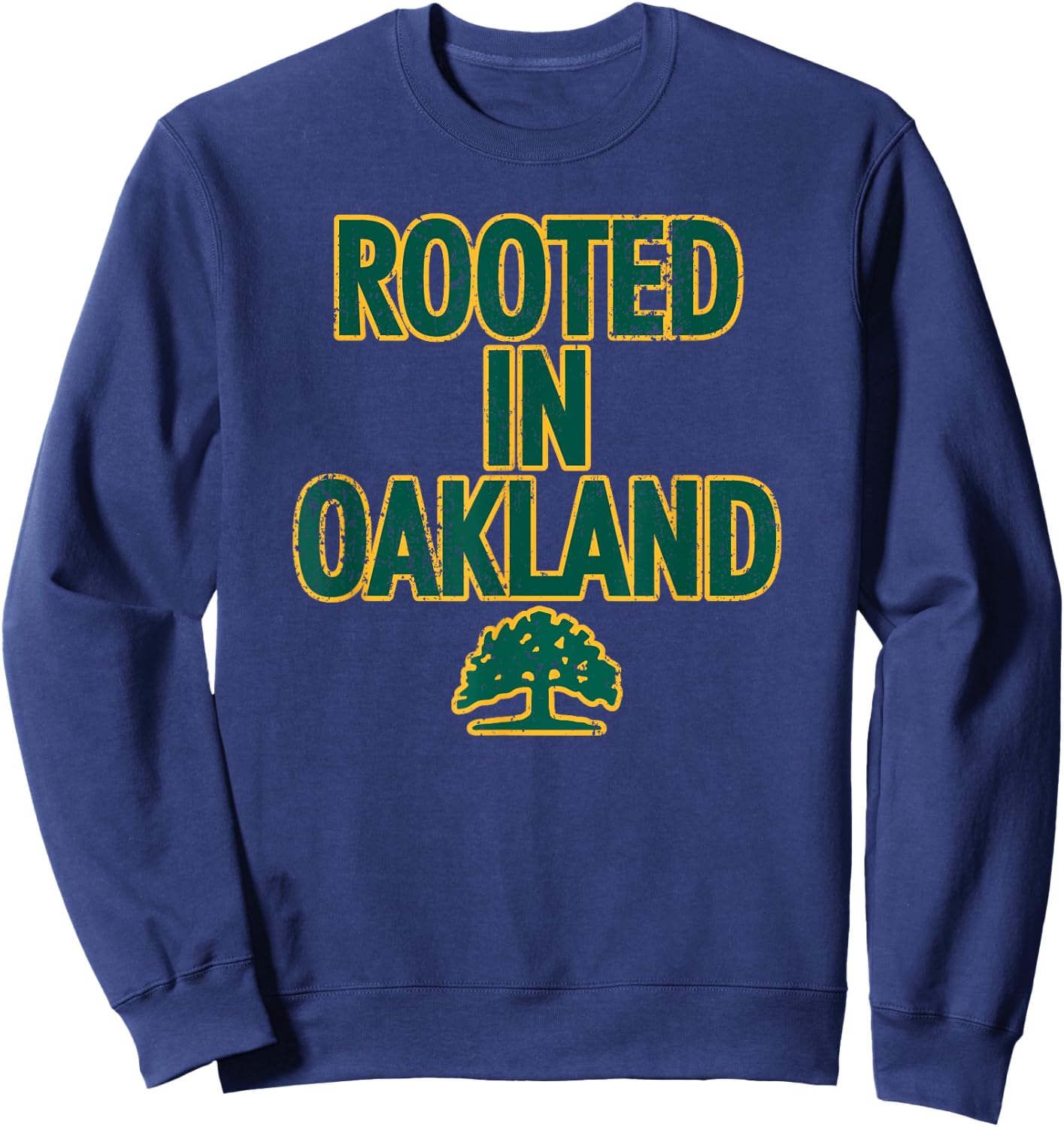 1852 OAK Oakland Tree - Adults, Kids - Black - Short Sleeve - - Classic Fit - Polyester - Machine Wash Sweatshirt - Sweatshirt | Navy