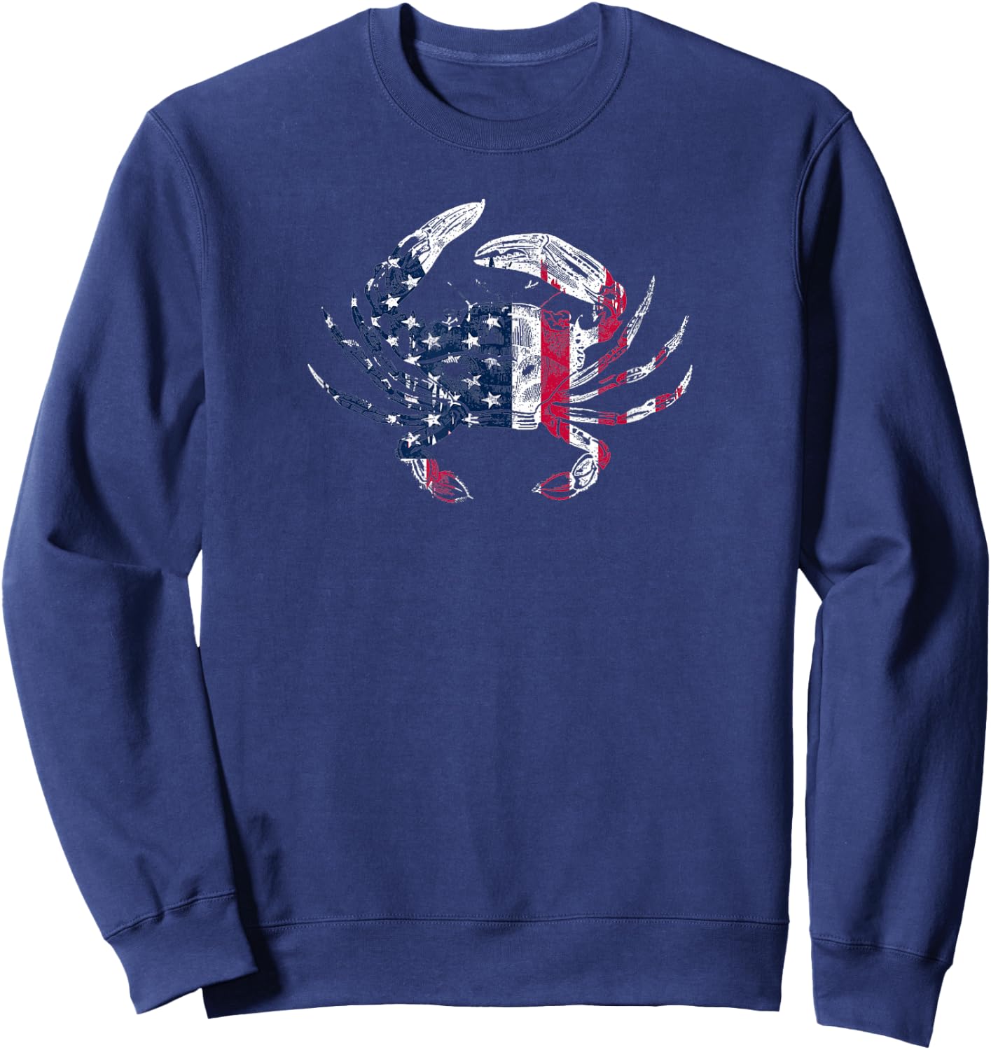 Distressed American Crab USA Flag Shirt Sweatshirt - Sweatshirt | Navy