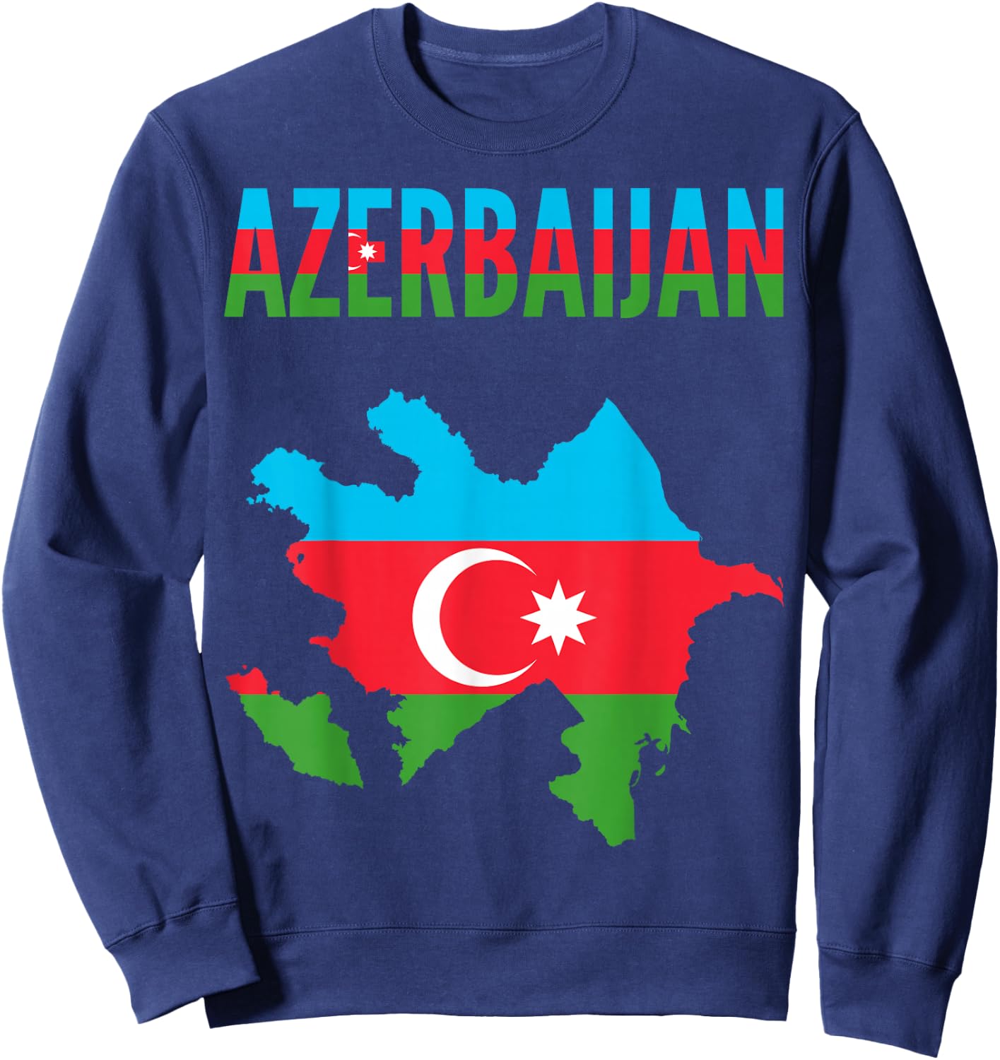Azerbaijani - Azerbaijan Country Map Flag Sweatshirt - Sweatshirt | Navy