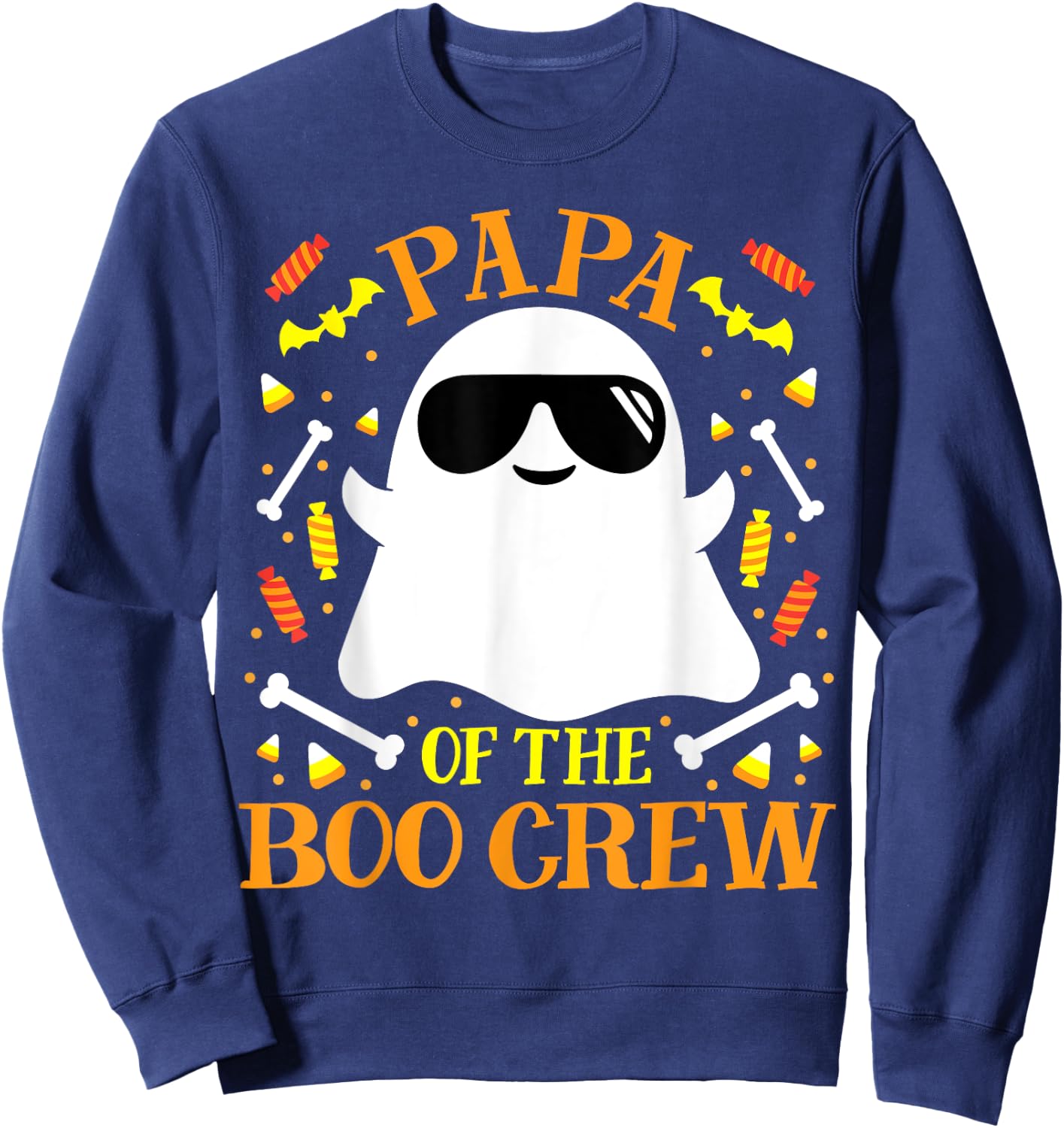 Papa Boo Crew Ghost Matching Family Set Grandpa Halloween Sweatshirt - Sweatshirt | Navy