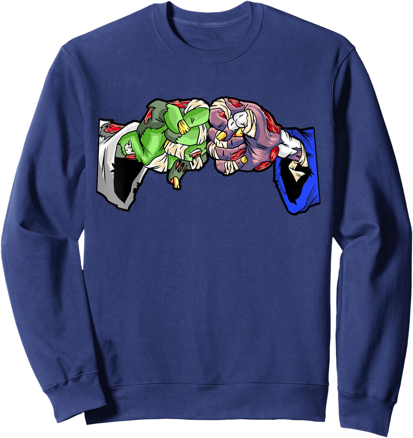 Jiu Jitsu Gift MMA Zombie Fist Bump Roll Halloween BJJ Sweatshirt - Sweatshirt | Navy
